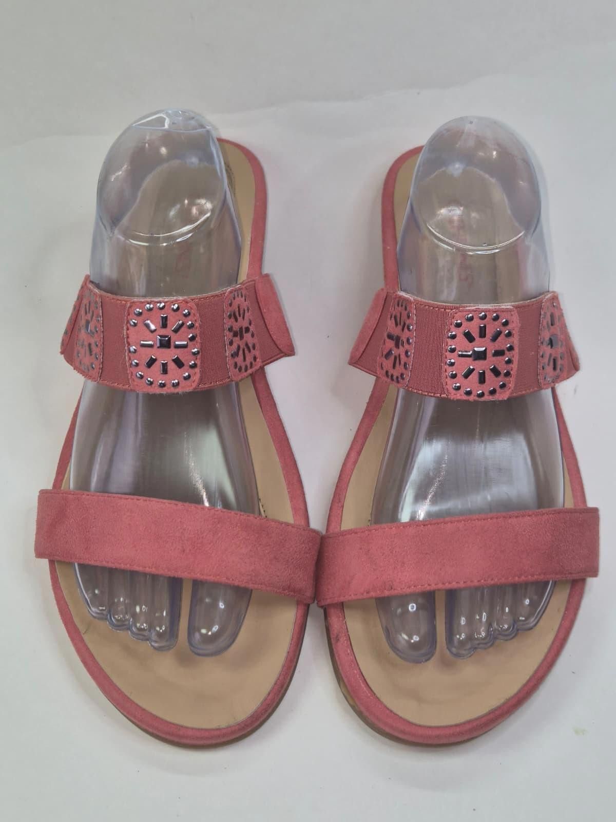 Other Catherines Sandals Women's Sz10 Wide Suede Rhinestone Boho Size US 10 / IT 40 - 5 Thumbnail