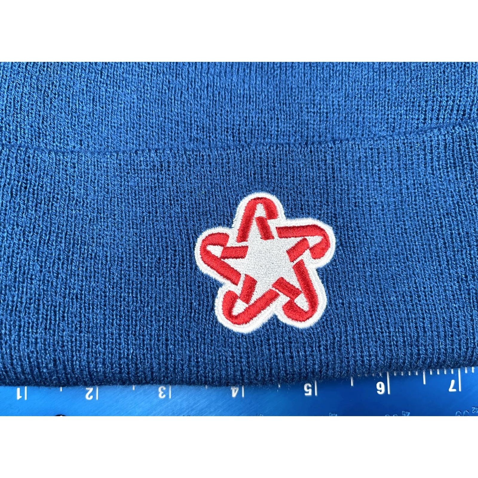 Vintage Thinsulate Beanie Mens M Blue Knit Insulated Winter Hat Star Patch Casual Size ONE SIZE - 2 Thumbnail