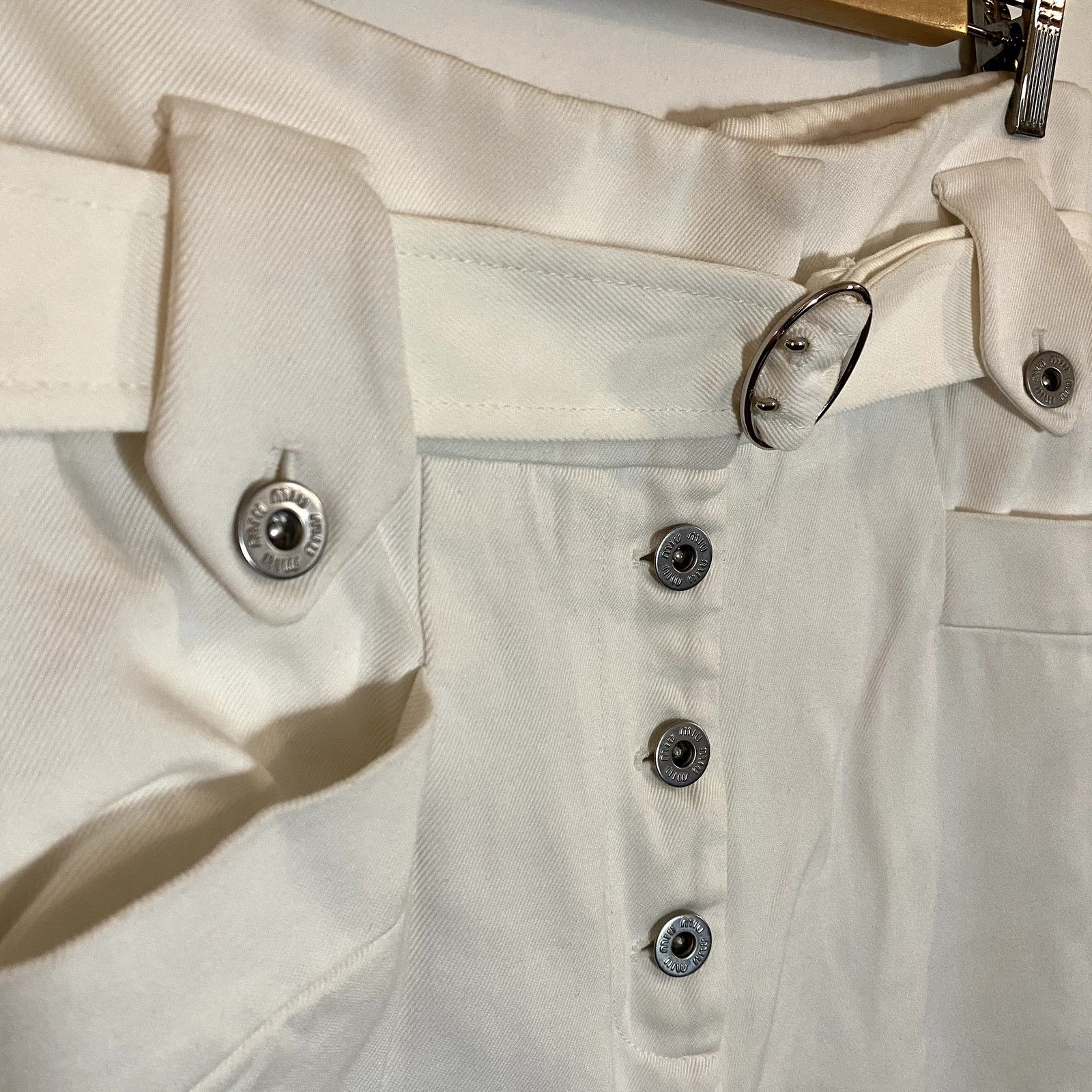 Miu Miu Miu Miu Wide Leg Bootcut Pants Belted White 2019 Size 48 IT Size 34" / US 12 / IT 48 - 13 Thumbnail
