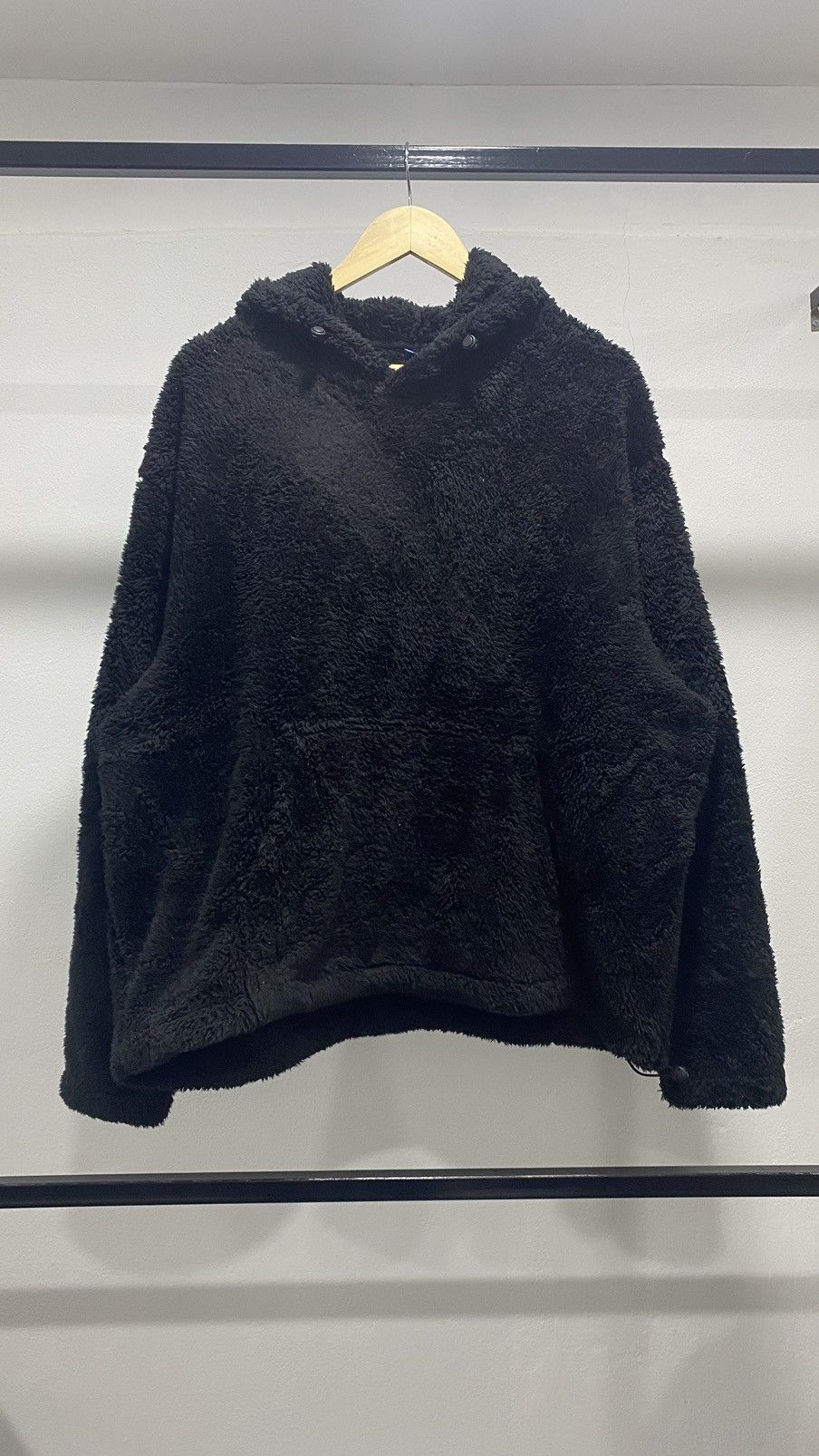 image of Vintage Fleece Fluffy Hoodie Boxy in Black, Men's (Size XL)