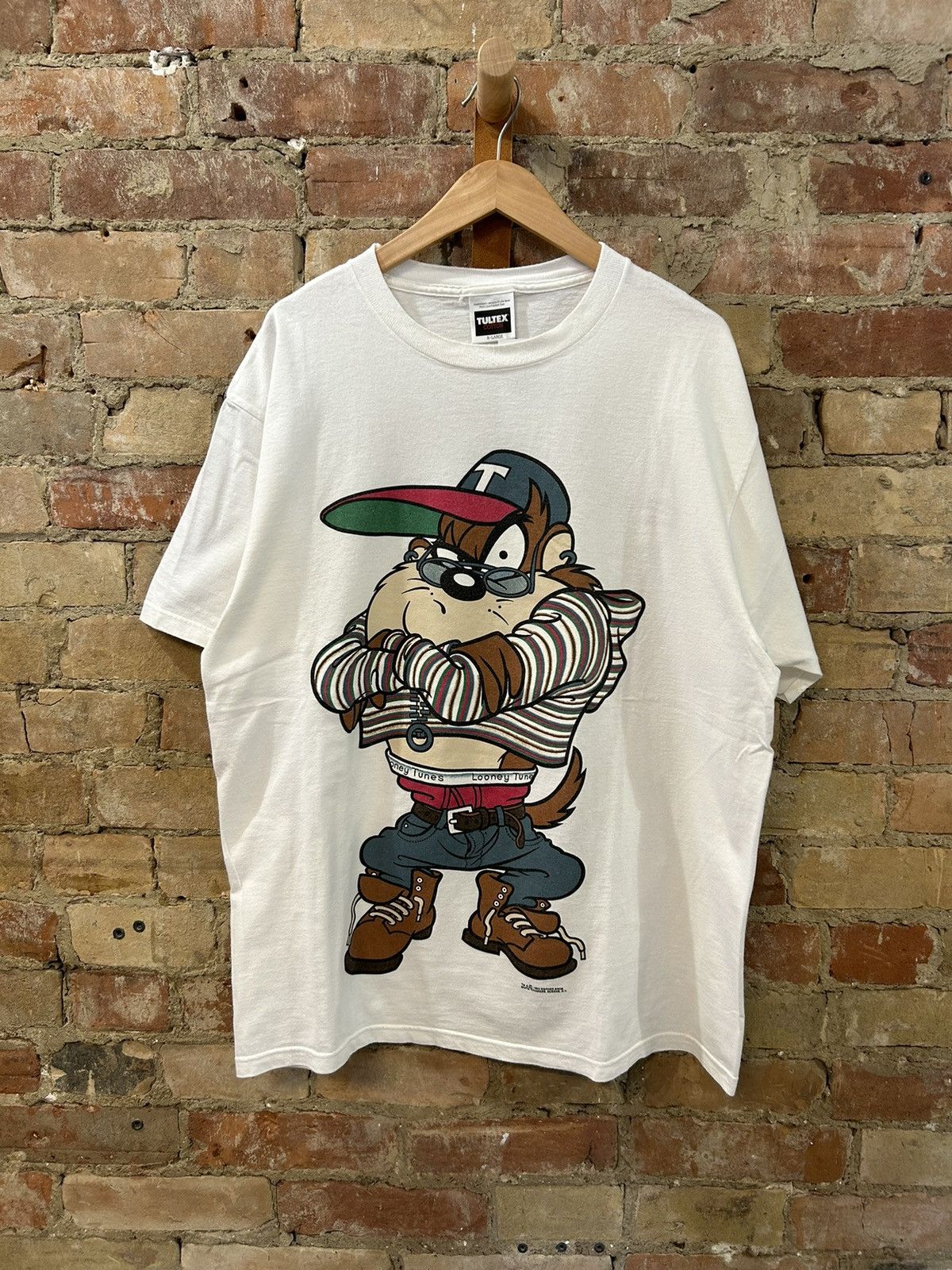 image of Hype x Vintage 1993 Looney Tunes Taz Vintage Tee in White, Men's (Size XL)