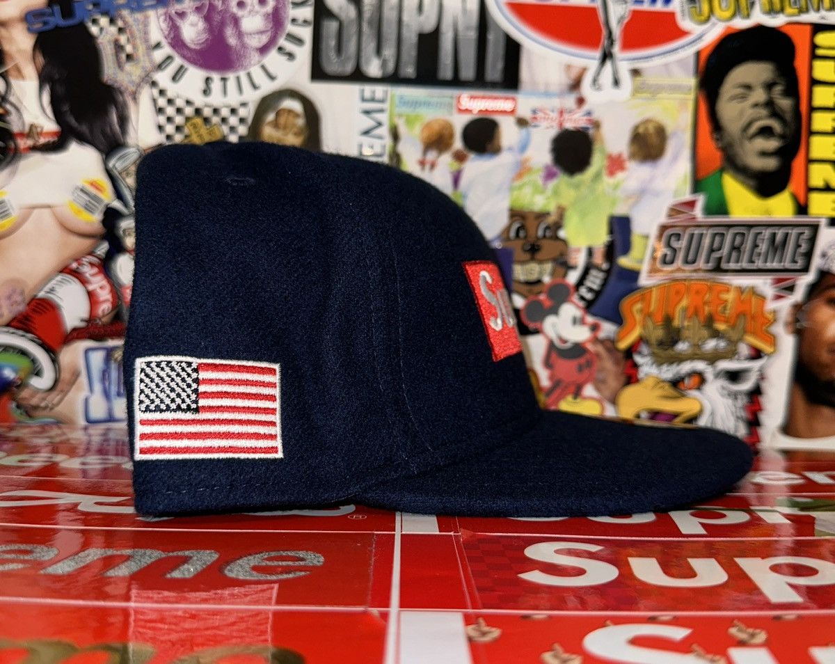 FW10 DS Supreme New Era Woolrich Box Logo Fitted Hat Navy 8