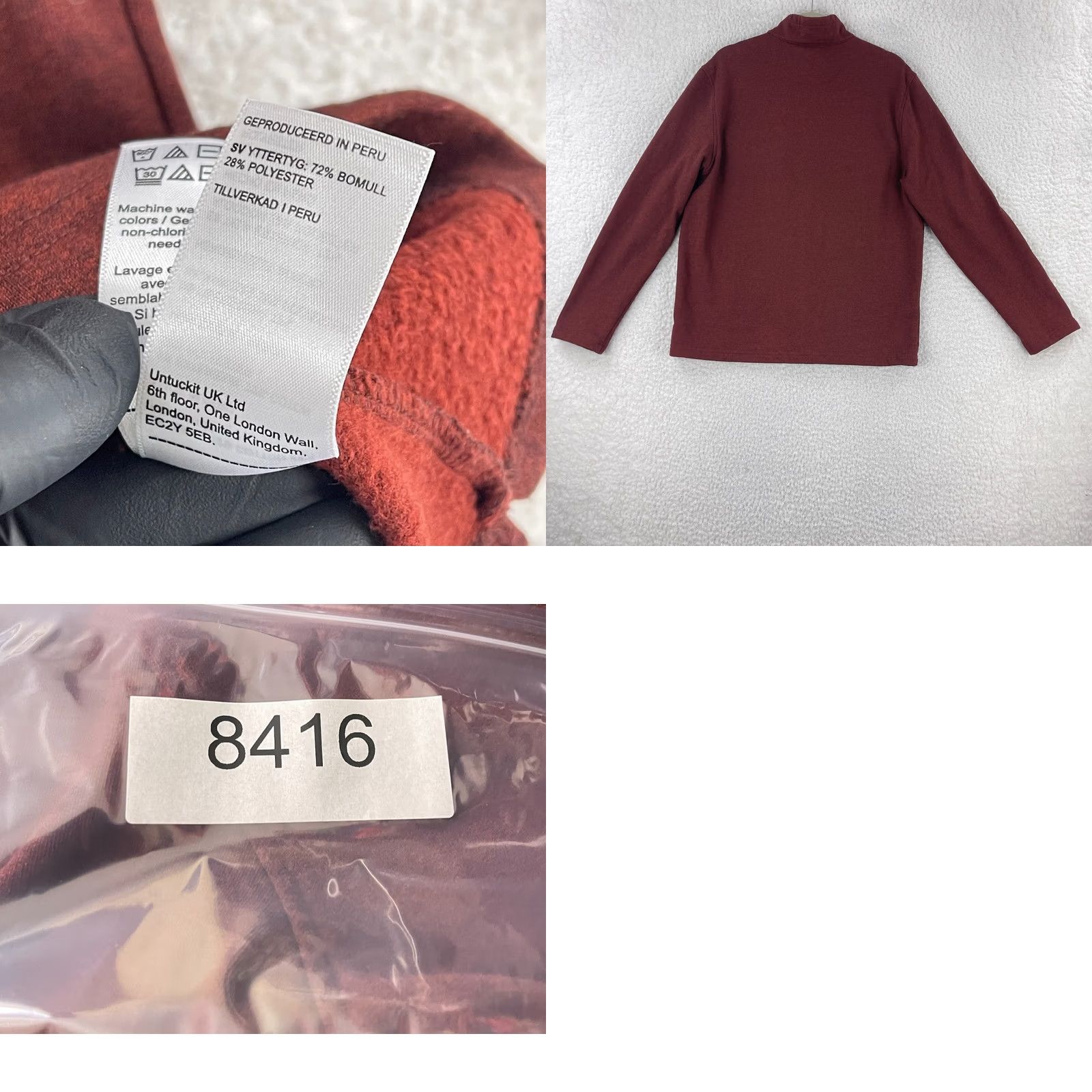 UNTUCKit UNTUCKit Sweater Mens Large Brick Red Long Sleeve Pullover Fleece Snap Mock Neck Shirt Size US L / EU 52-54 / 3 - 9 Thumbnail