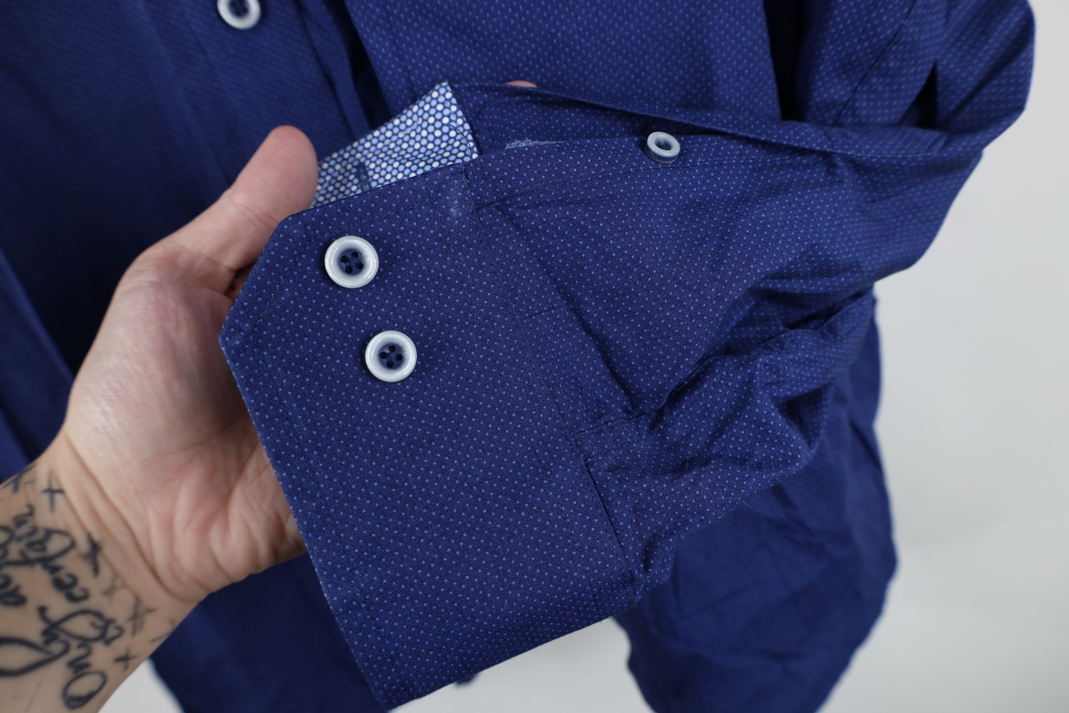 Johnston & Murphy Johnston & Murphy Collared Button Shirt Blue Cotton Size US XL / EU 56 / 4 - 8 Thumbnail