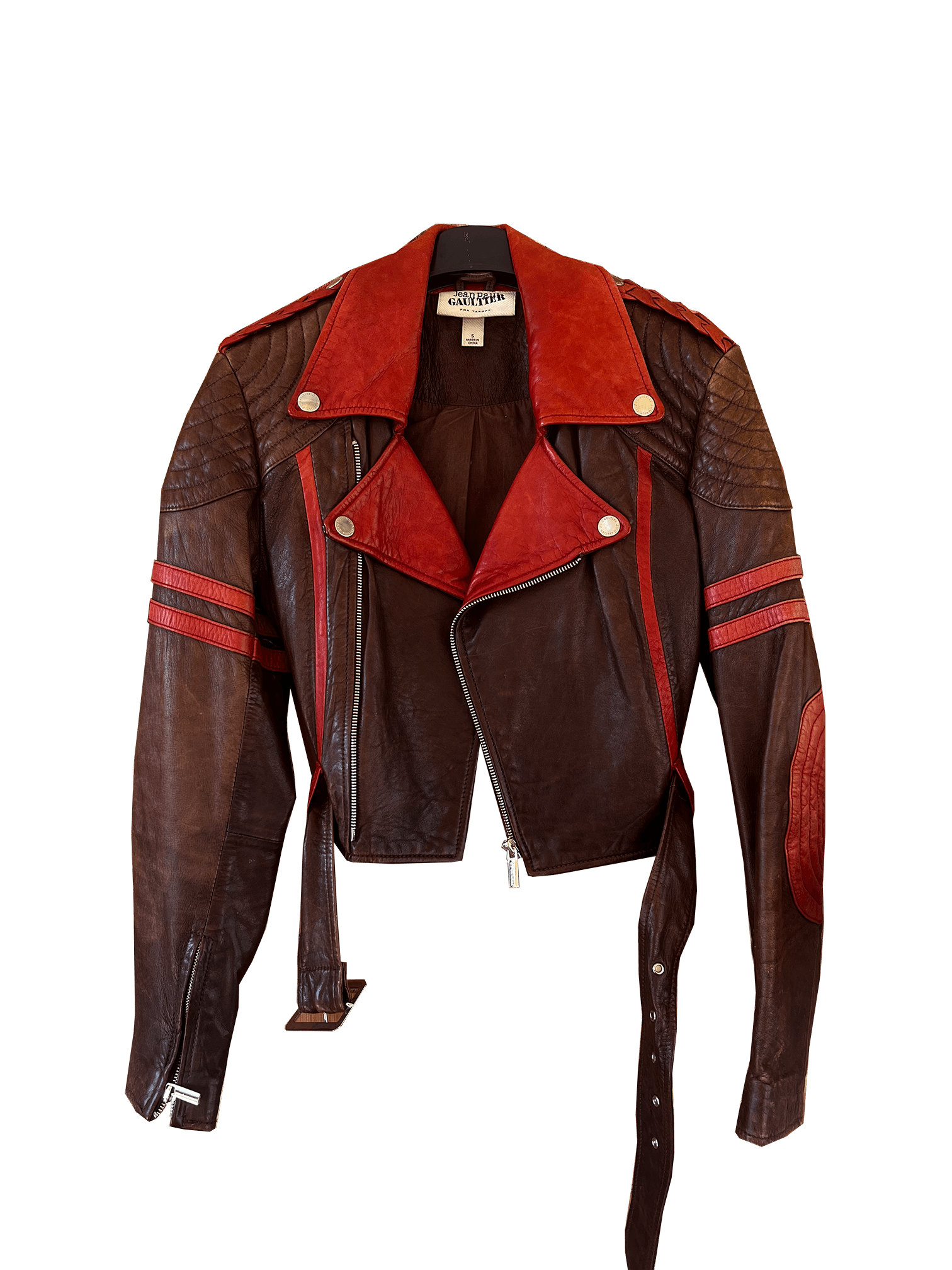 image of Jean Paul Gaultier Racer Jacket in Brown/Red, Women's (Size Small)