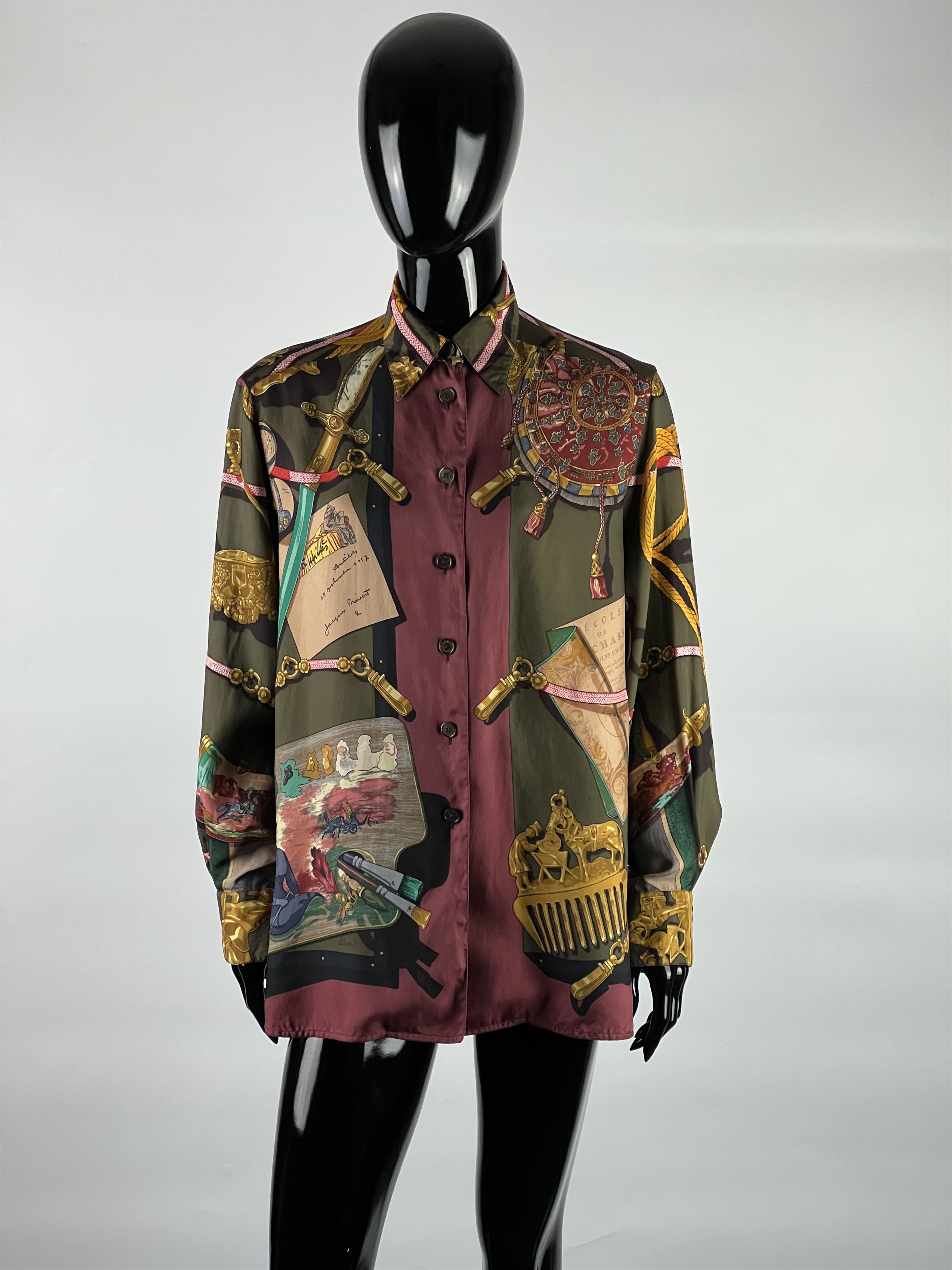 Hermès Ultra Rare Vintage Silk Button Up Shirt Size 40