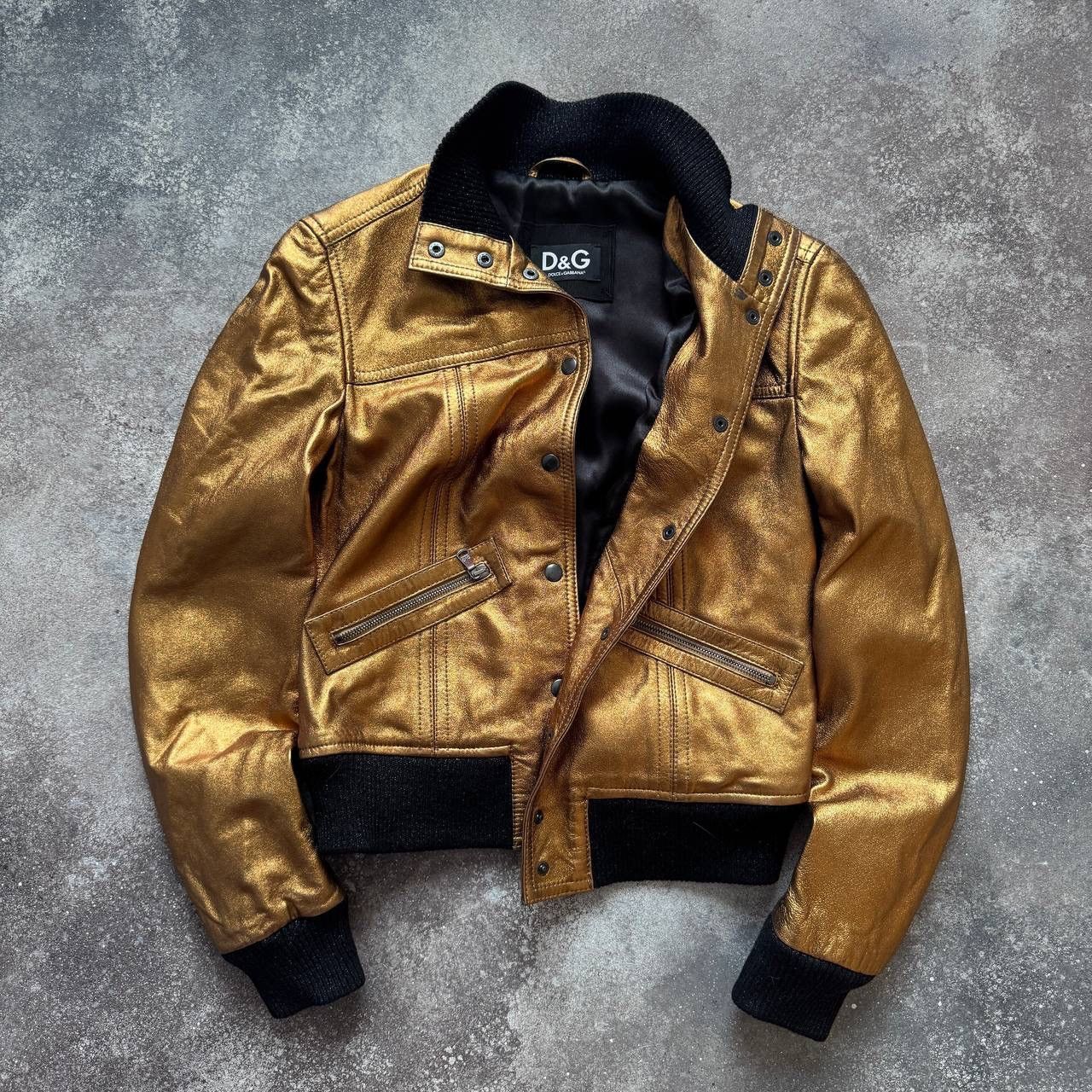 Dolce & Gabbana Dolce & Gabbana Vintage Y2K Glam Rock Gold Leather Jacket Size M / US 6-8 / IT 42-44 - 2 Thumbnail