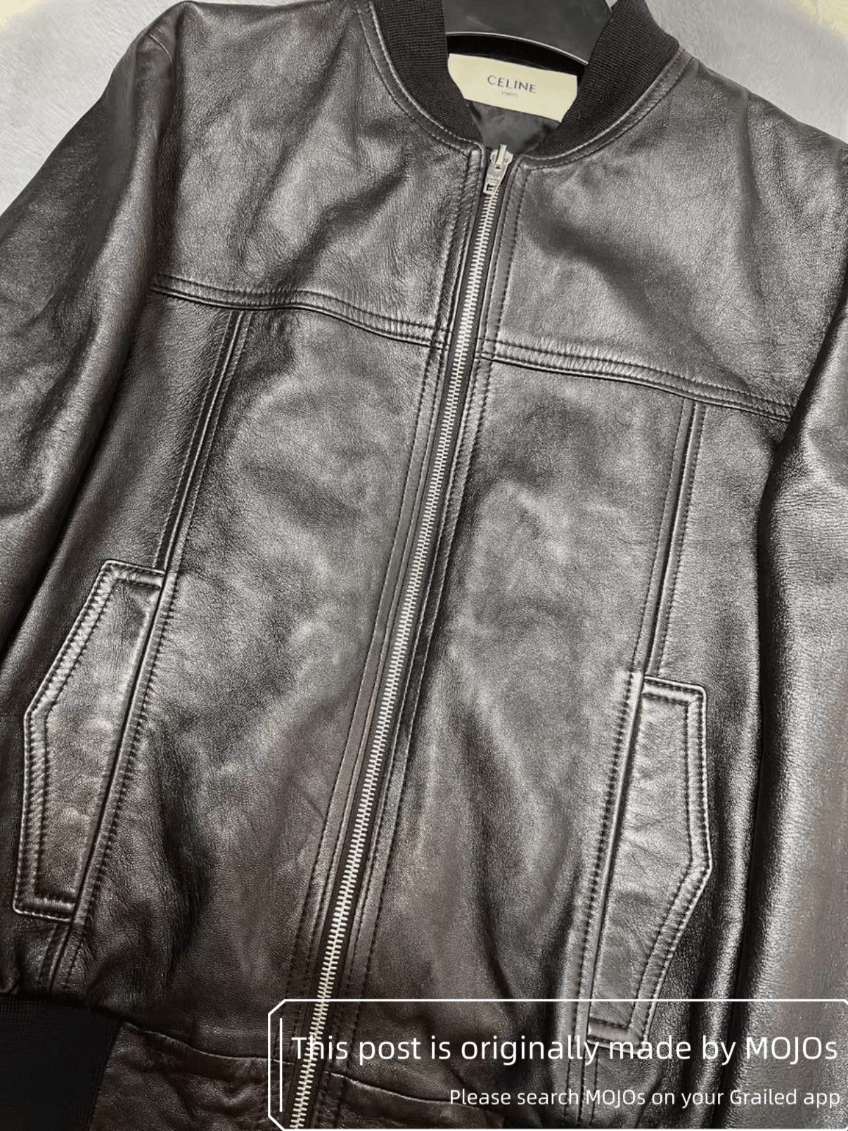 Celine Sz 50 Celine 20AW Lamb Leather Baseball Jacket mojos18461028 Size US M / EU 48-50 / 2 - 4 Thumbnail