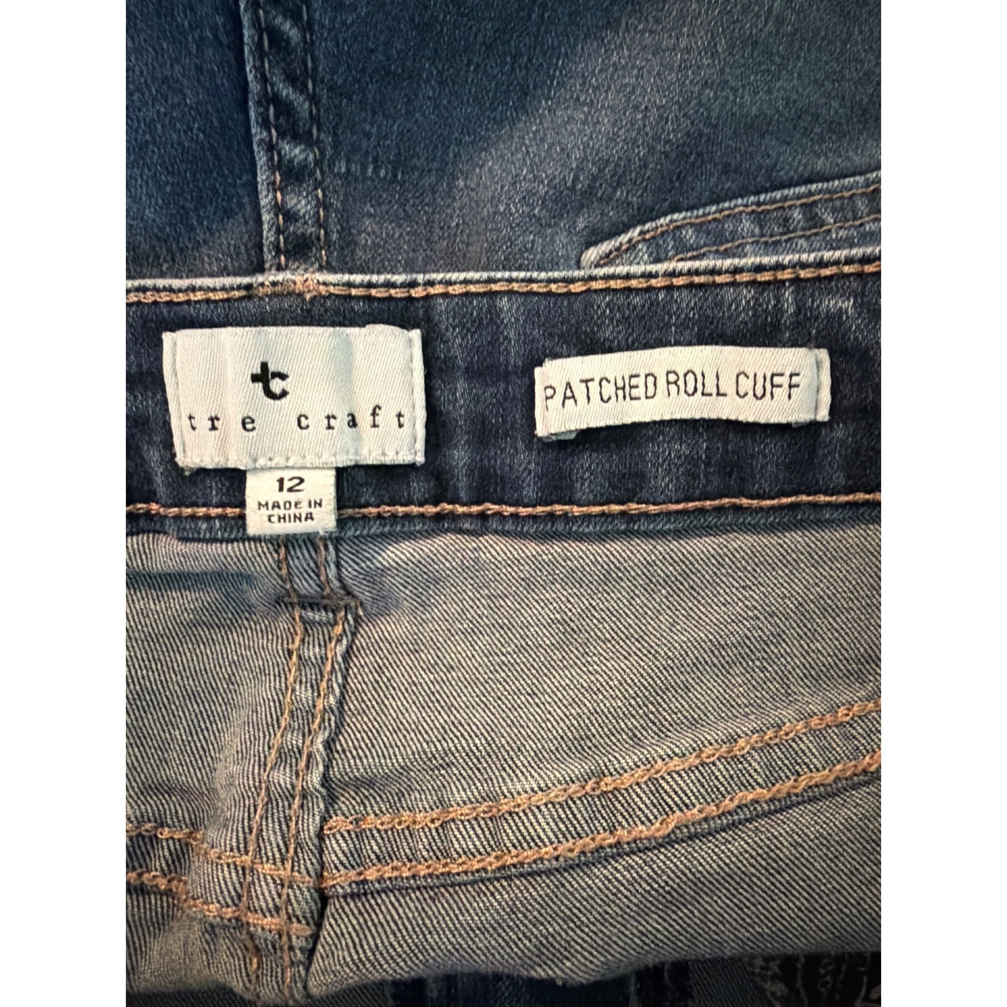 Other True Craft Womens Patched Roll Cuff Distressed Blue Denim Je Size 34" / US 12 / IT 48 - 5 Thumbnail