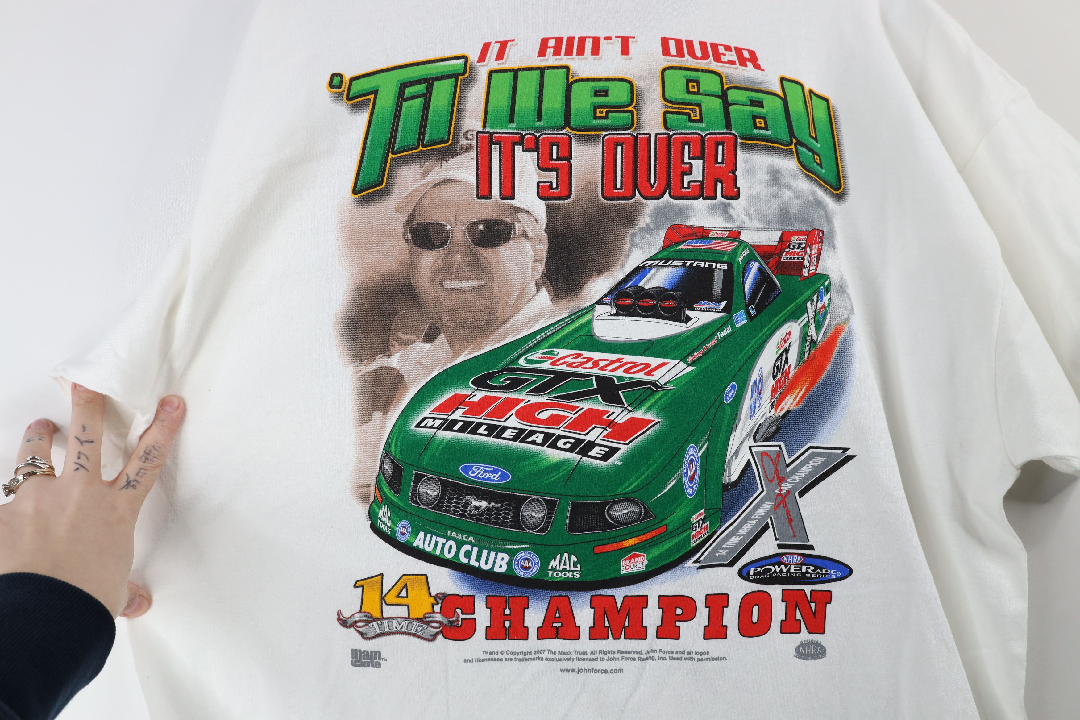 Vintage Deadstock Vintage Y2k 2007 John Force NHRA Racing T-Shirt Size US XL / EU 56 / 4 - 8 Thumbnail