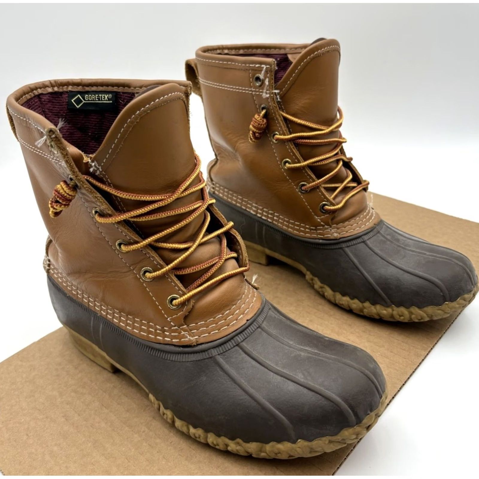 Vintage VINTAGE L.L.Bean Boots Duck Hunting Boots Gore-Tex Thinsulate Lined Made in USA Men 8 Tan/Brown Leather Waterproof Insulated Rubber Mid-Calf Boots Men Size US 8 / EU 41 - 2 Thumbnail
