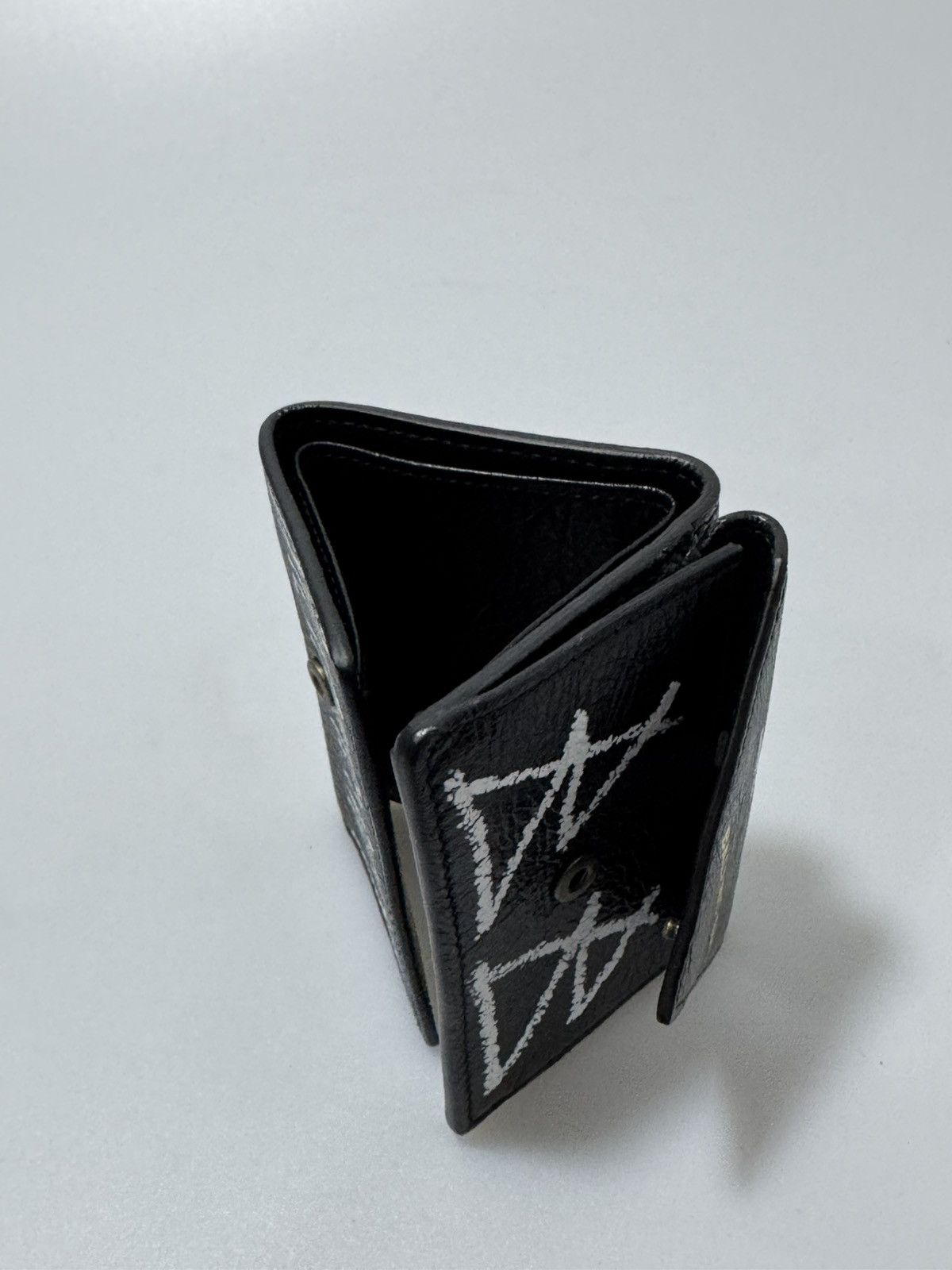 Balenciaga Balenciaga Graffiti Papier Flap Leather Mini Wallet Black Size ONE SIZE - 3 Thumbnail