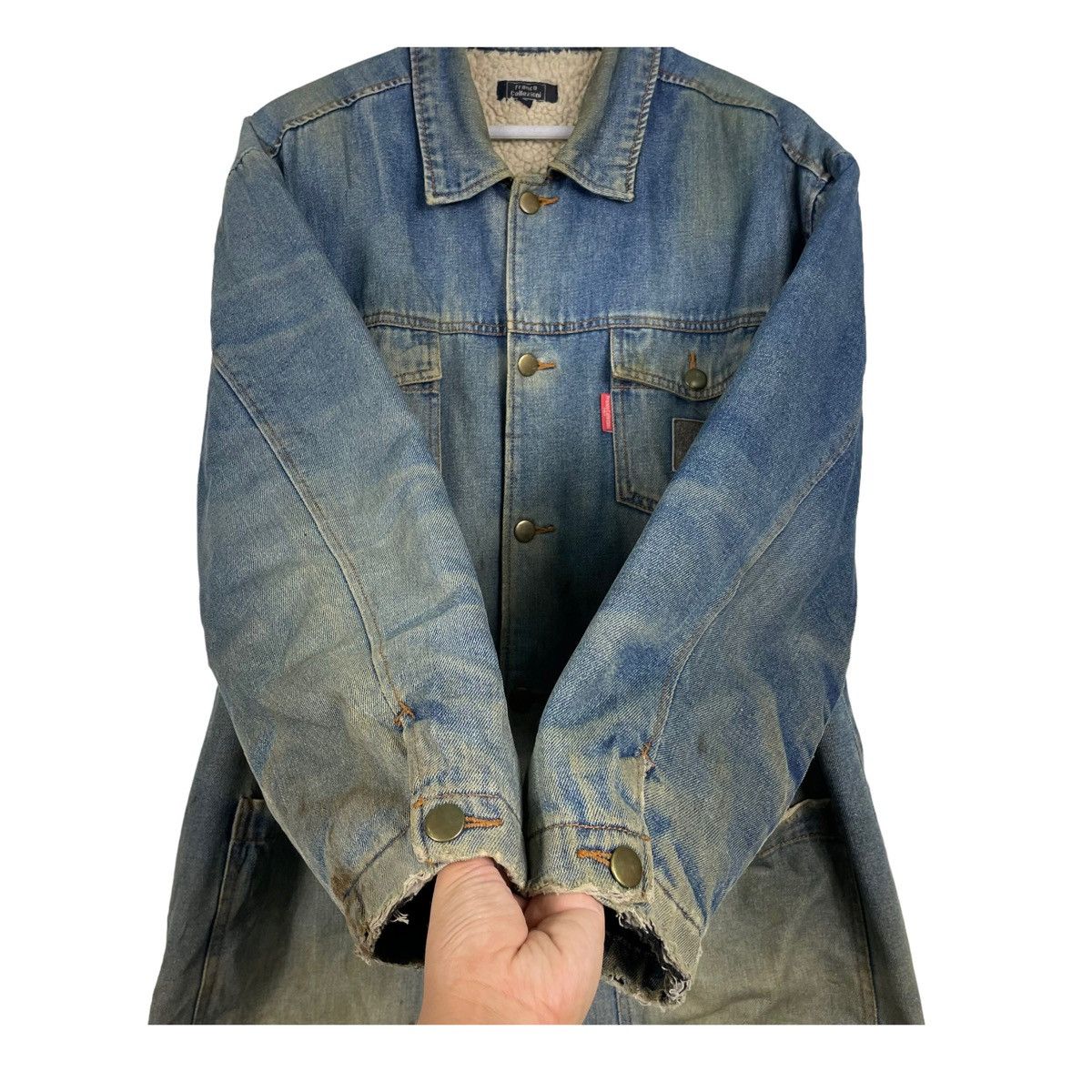 Cuadra 💥VINTAGE FRANCO COLLEZIONI DENIM CHORE BARN SHERPA JACKET Size US L / EU 52-54 / 3 - 7 Thumbnail