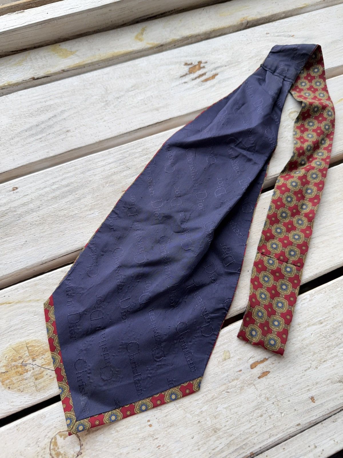 Christian Dior Monsieur × Designer Vintage Christian Dior Silk Tie Red Geometric Pattern Size ONE SIZE - 7 Thumbnail