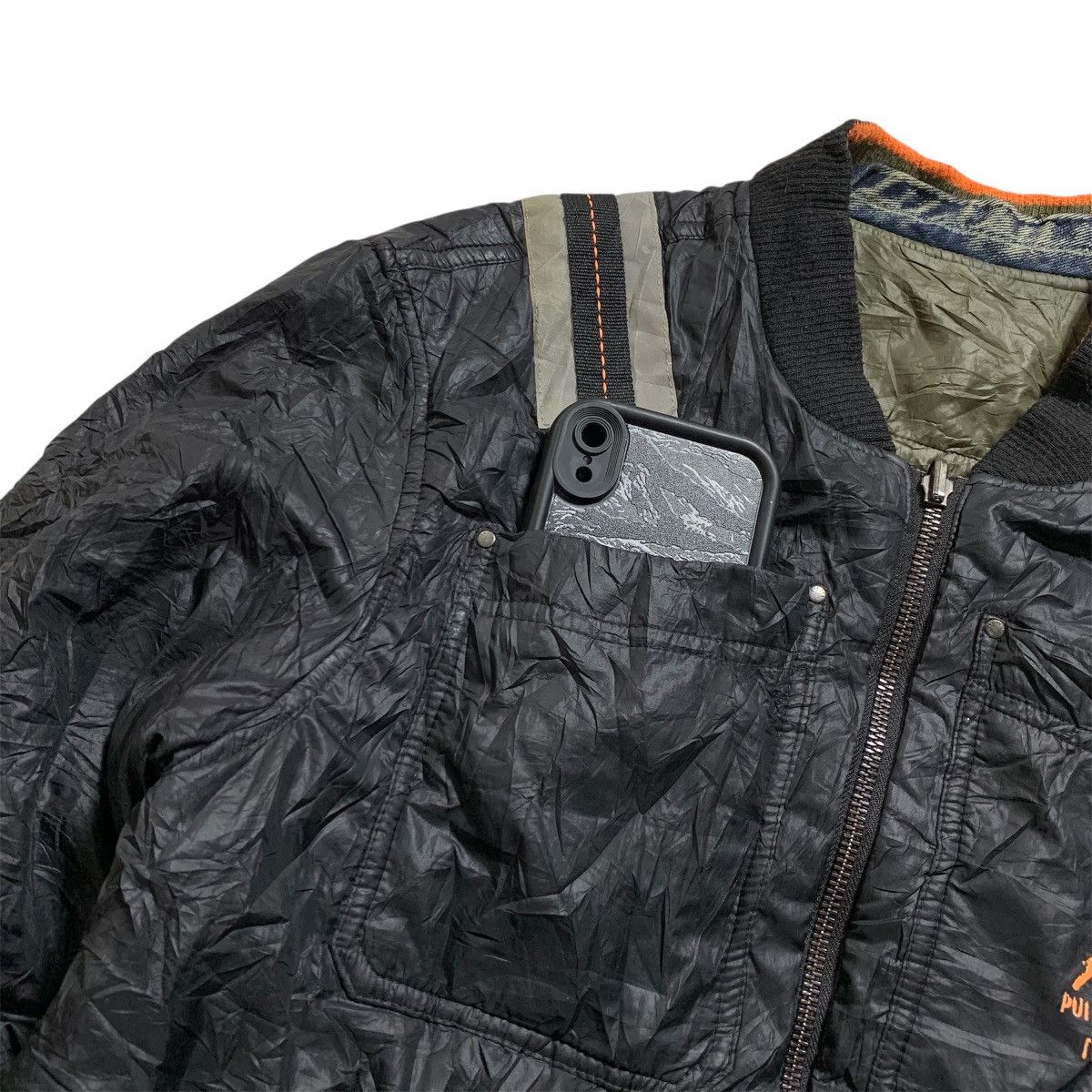 Diesel Reversible Diesel Bomber Jacket Black Green Army Reflective Size US L / EU 52-54 / 3 - 5 Thumbnail