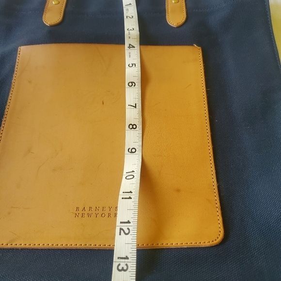 Barneys New York Barneys New York + Canvas Blue & Leather Handled Tote with P Size ONE SIZE - 9 Thumbnail