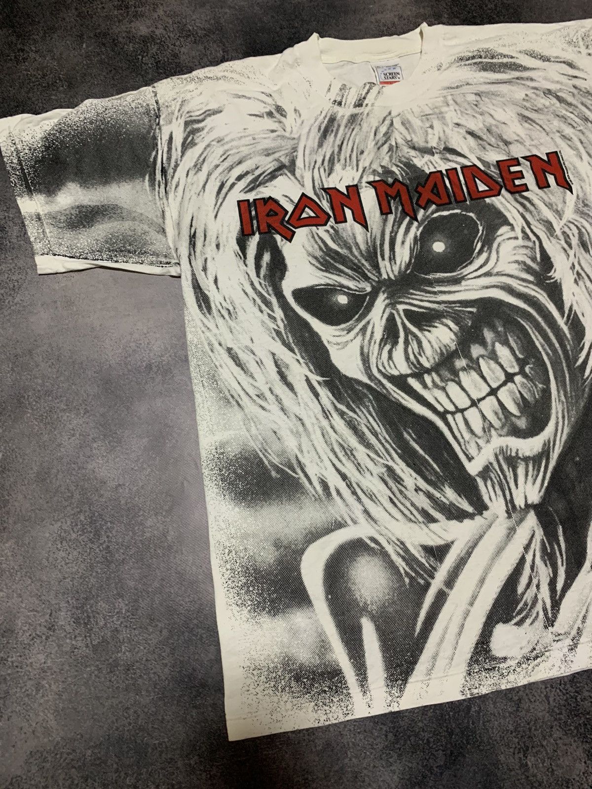 Band Tees × Iron Maiden × Vintage Rare 90s All Over Print Iron Maiden Vintage Tee shirt Size US XL / EU 56 / 4 - 2 Thumbnail