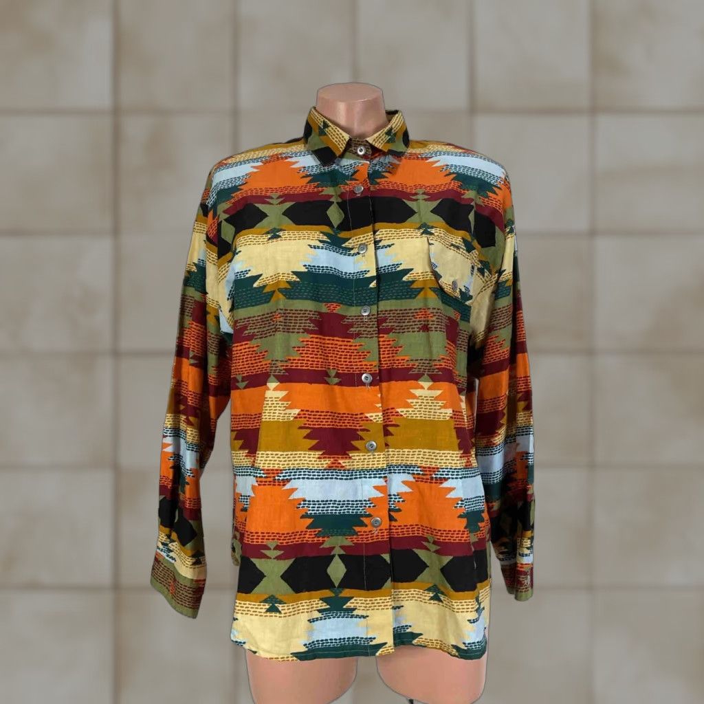 VINTAGE Circle T Shirt Womens Long Sleeve Western Button-Up Marilyn Lenox Multicolor 100% Cotton Plaid Cowgirl Casual Workwear Travel Seasonal