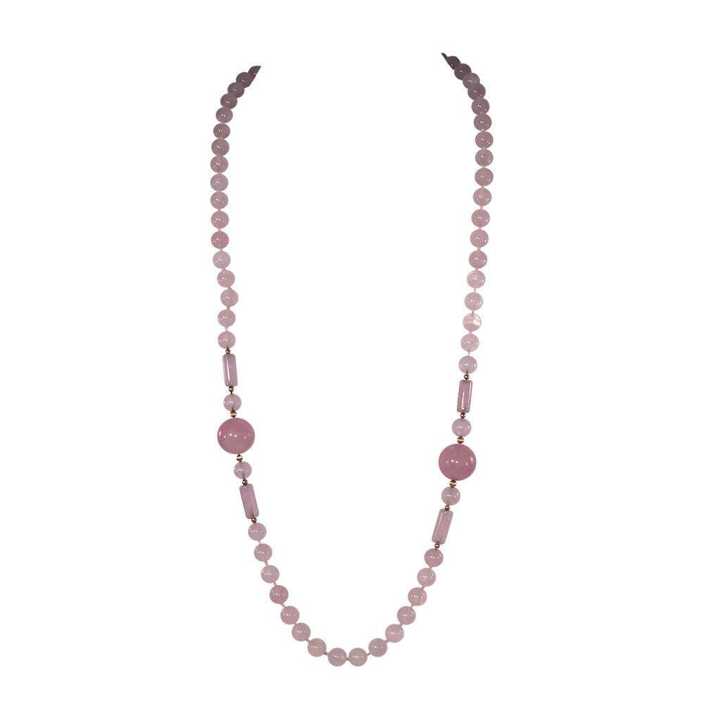 Designer 14 kt Gold Rose Quartz Bead Flapper Necklace Size ONE SIZE - 1 Thumbnail