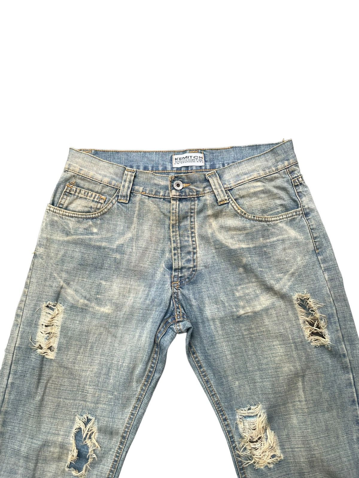 Designer Vintage Kemitch Socialite Faded Distressed Denim Size US 32 / EU 48 - 5 Thumbnail