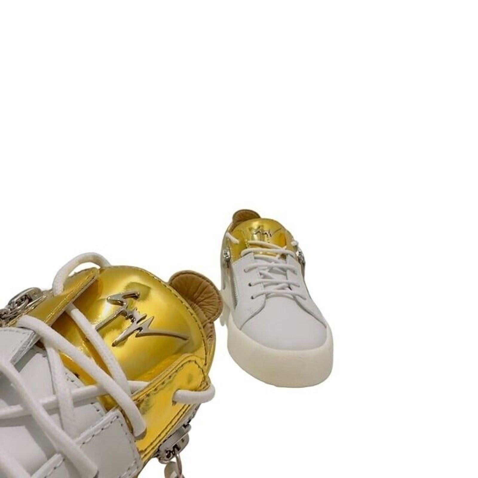 Giuseppe Zanotti Giuseppe Zanotti White Gold Double Zip Low Top Sneakers Size US 11 / IT 41 - 6 Thumbnail