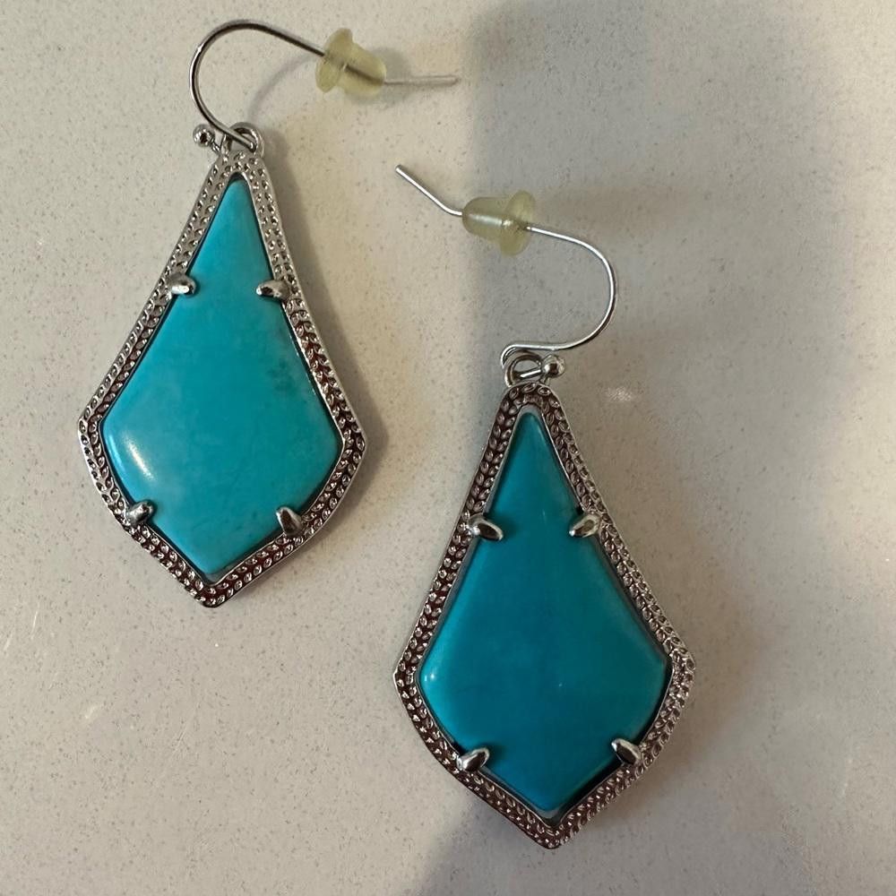 Kendra Scott Kendra Scott Alex Turquoise Blue Silver Tone Drop Earrings Size ONE SIZE - 3 Thumbnail
