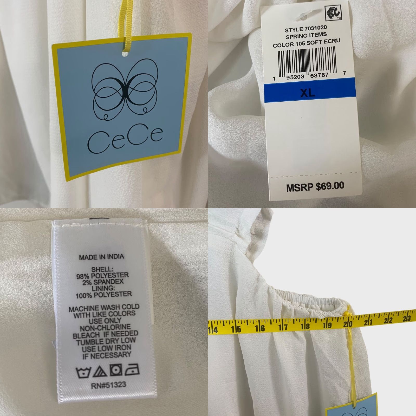 Vintage CeCe Blouse Sleeveless Ruffled Swing White Textured Smocked Top XL Womens Size XL / US 12-14 / IT 48-50 - 8 Thumbnail