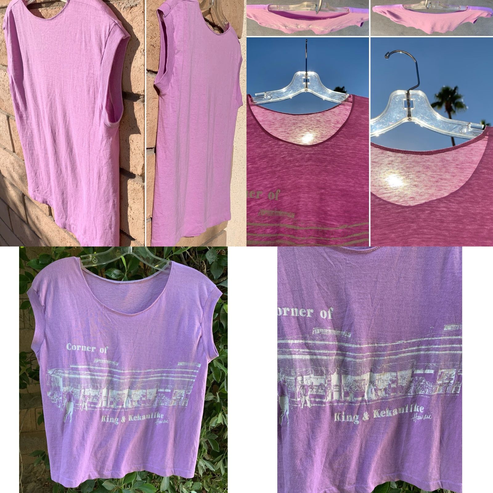 Vintage VINTAGE King & Kekaulike Hawaii Muscle Shirt Sleeveless Graphic Tee T Shirt 80s Purple Unbranded T-Shirt Adult L 80s Womens Mens Boys Girls Size US L / EU 52-54 / 3 - 8 Thumbnail