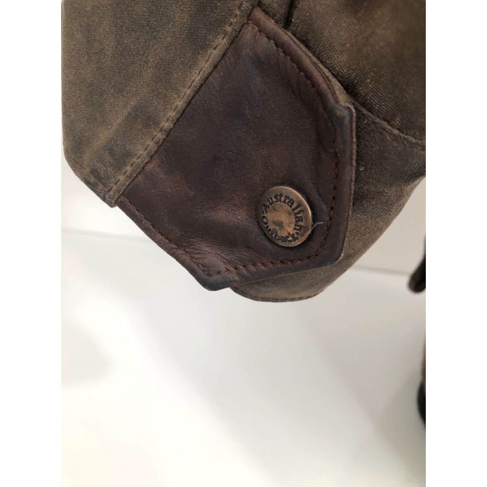 Vintage THE AUSTRALIAN OUTBACK COLLECTION OILSKIN Ranch XL - LEATHER TRIM Duster Jacket Shirt Mens XL Brown Oilskin Cotton Leather Trim Walkabout Field Chore Size US XL / EU 56 / 4 - 5 Thumbnail