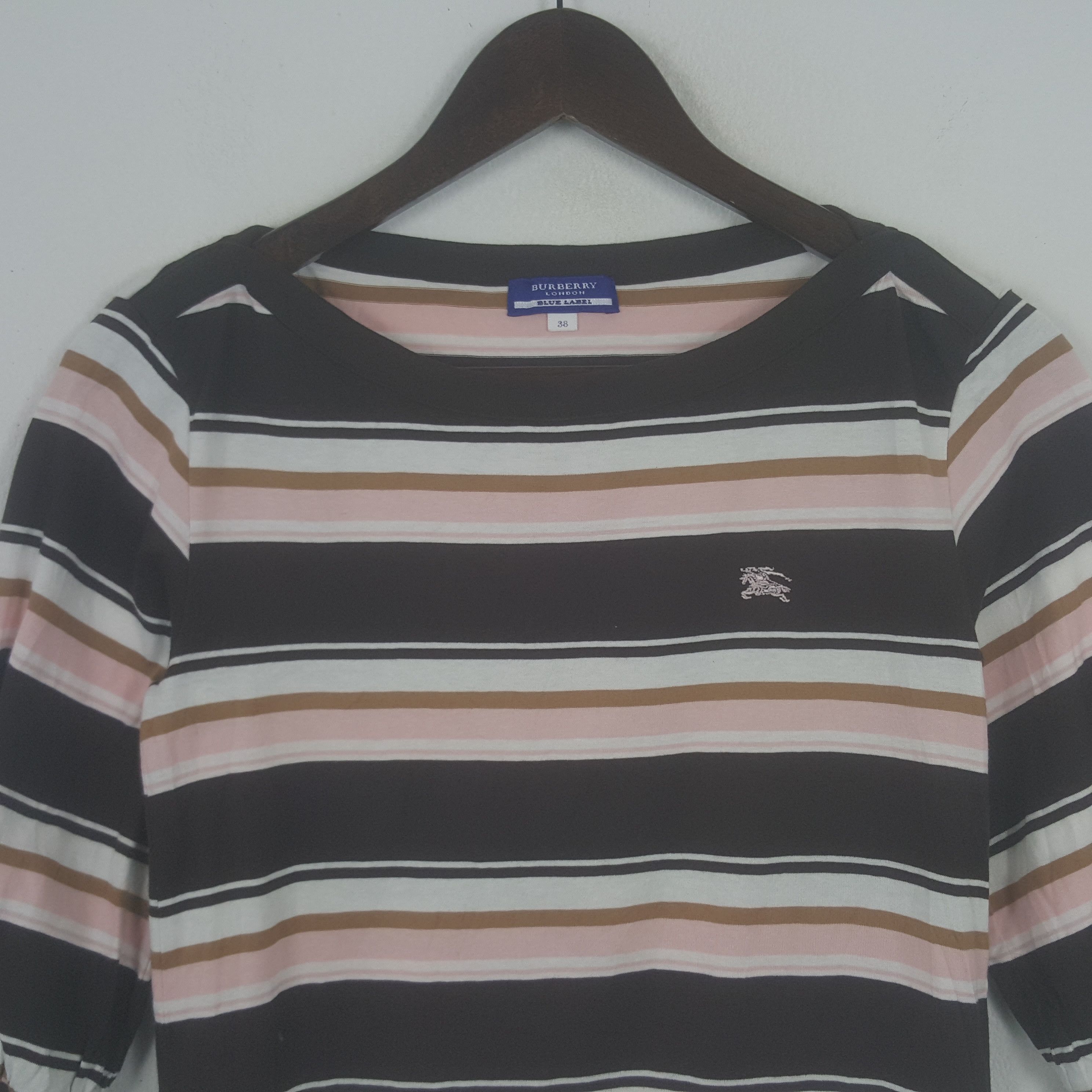 Burberry × Vintage Vintage Burberry London Striped Blue Label Tshirt Size XS / US 0-2 / IT 36-38 - 2 Thumbnail