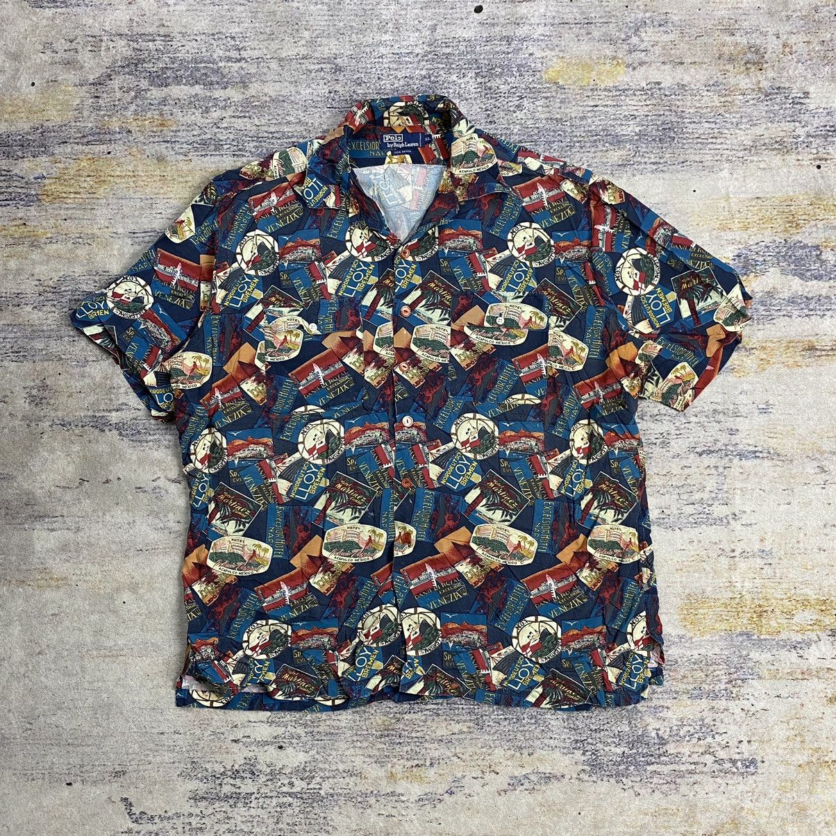 vintage 90s Polo ralph lauren overprint rayon shirt