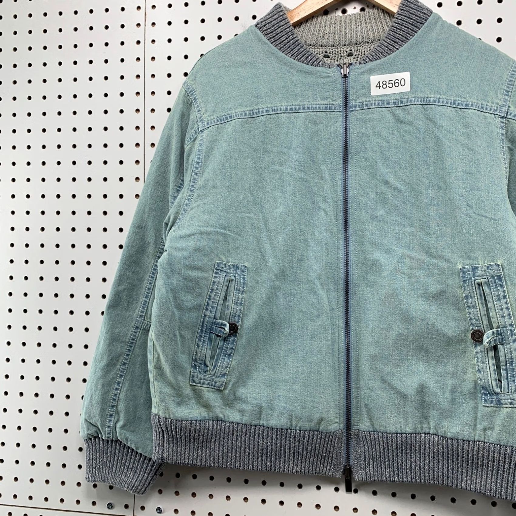 Vintage Lafayette 148 Bomber Jacket Women Medium Blue Reversible Linen Cotton Knit Size M / US 6-8 / IT 42-44 - 5 Thumbnail
