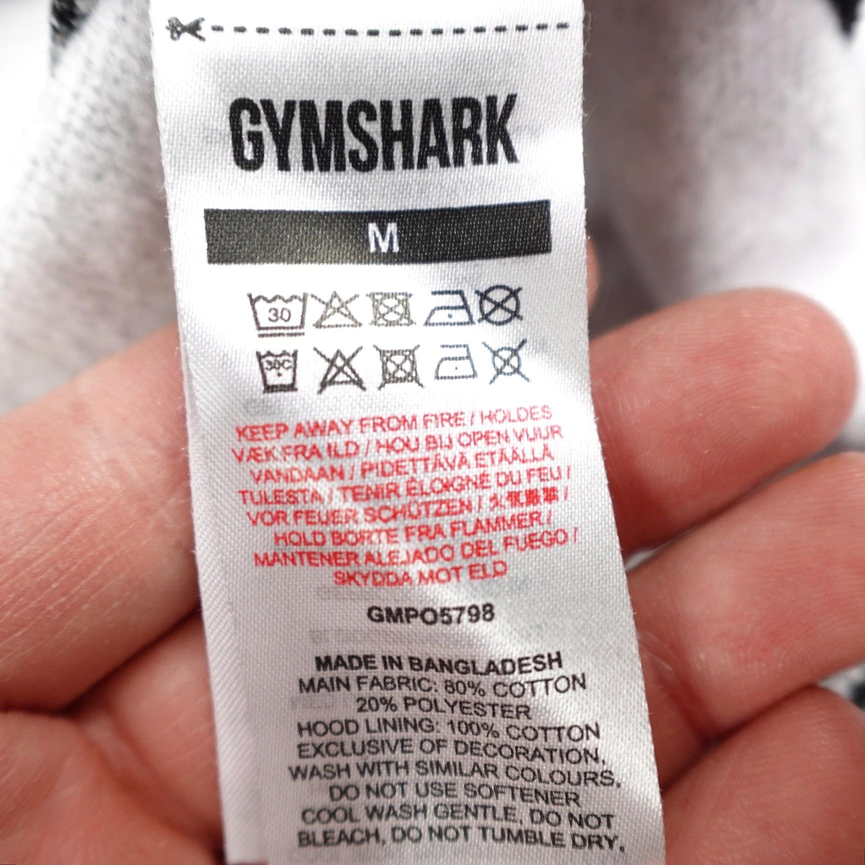 Gymshark Gymshark Hoodie Mens M Black White Marble Dye Pullover Sweatshirt Athletic Size US M / EU 48-50 / 2 - 5 Thumbnail