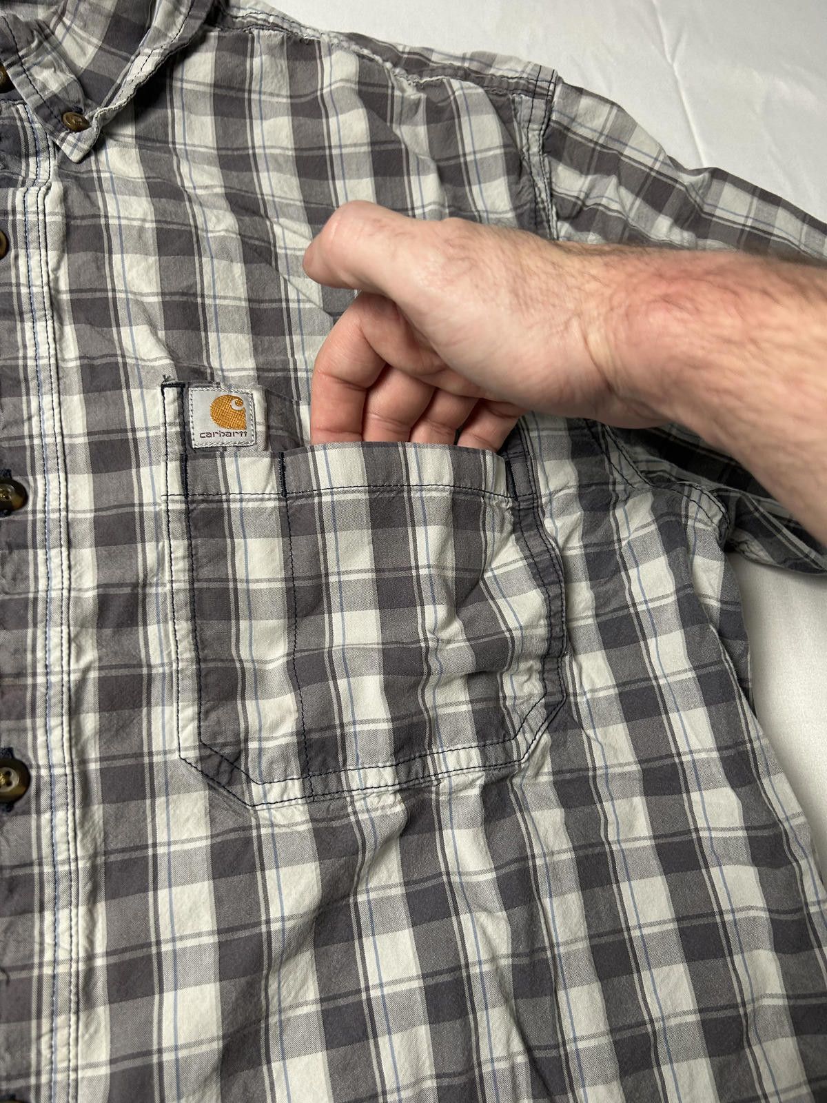 Carhartt Carhartt Pocket Shirt Heavyweight Overshirt Workwear Plaid Size US L / EU 52-54 / 3 - 3 Thumbnail