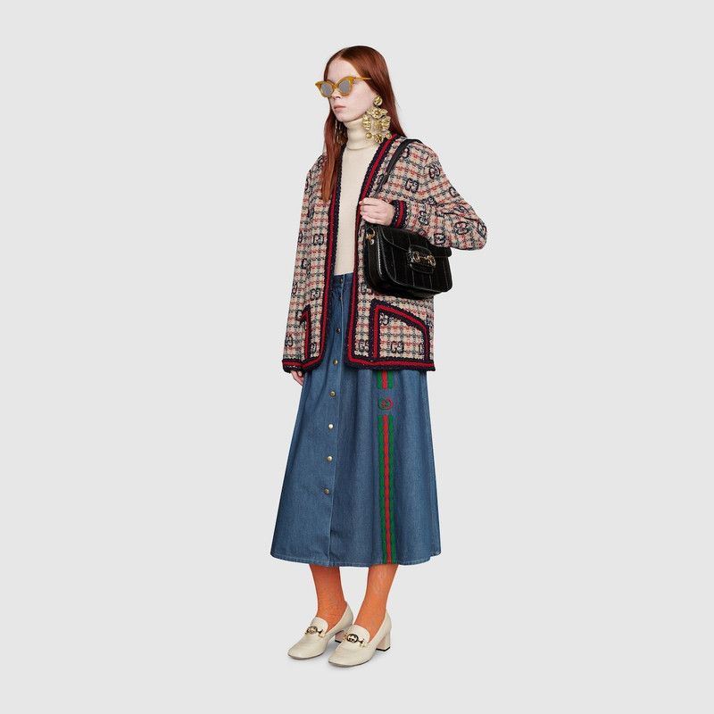 Gucci o1loc1c0226 610060 GG Check Tweed Jacket in Multicolor Size S / US 4 / IT 40 - 2 Thumbnail