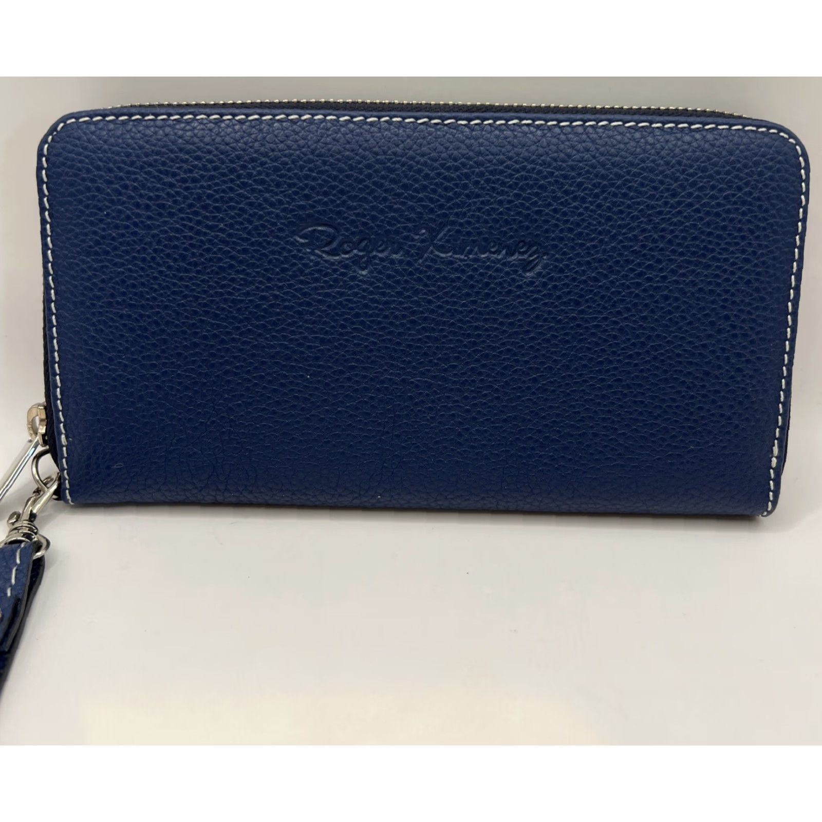 Vintage Roger Ximenez Leather Wristlet Clutch Wallet Women One Size Airforce Blue Pebble Italian Stitch Size ONE SIZE - 2 Thumbnail