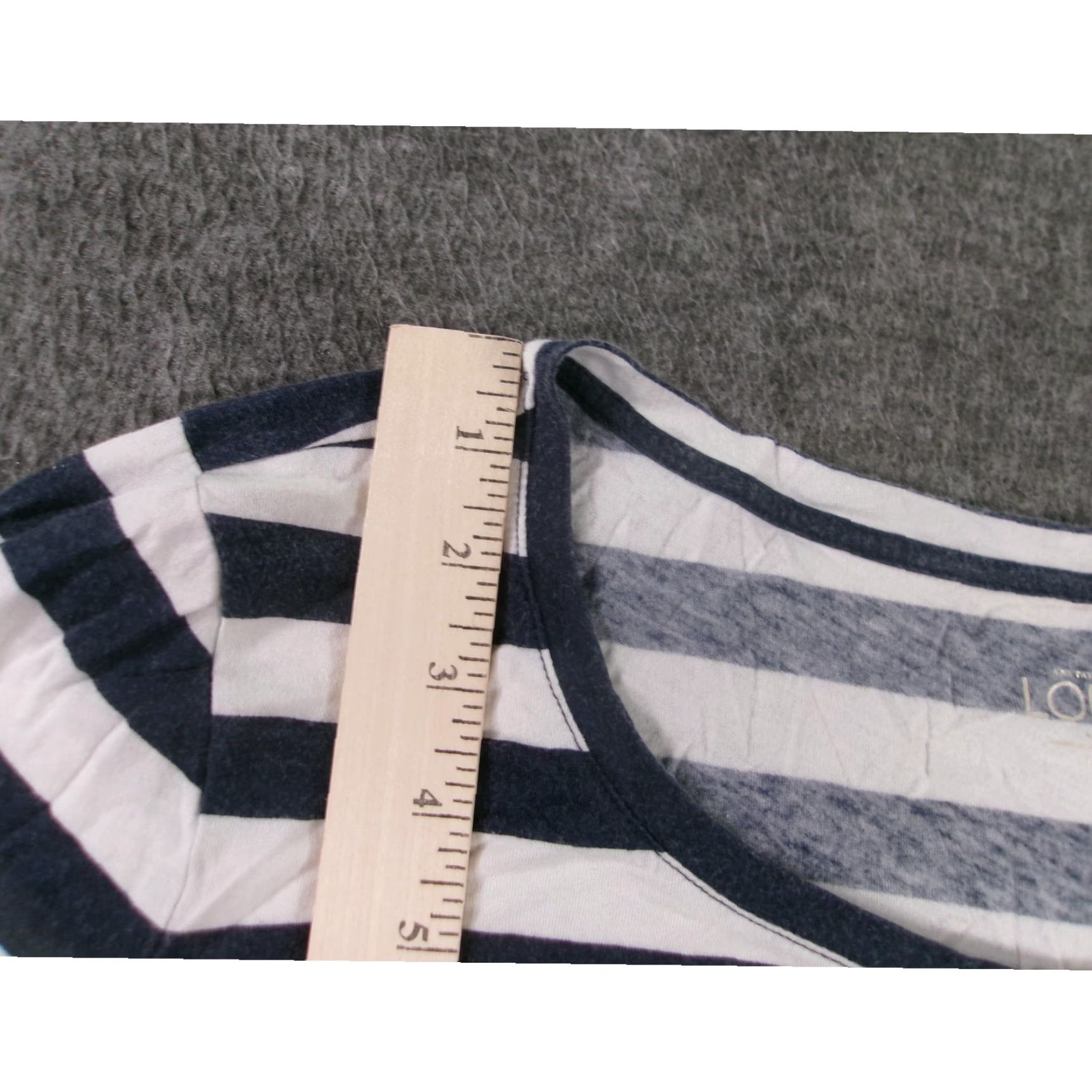 Loft VINTAGE LOFT Shirt Women M Navy White Stripe Nautical Casual Cotton Long Sleeve Round Neck Size M / US 6-8 / IT 42-44 - 4 Thumbnail