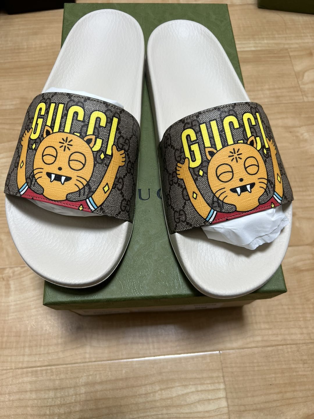 image of Pablo Delcielo X Gucci GG Supreme Slide 'cat', Men's (Size 12.5)