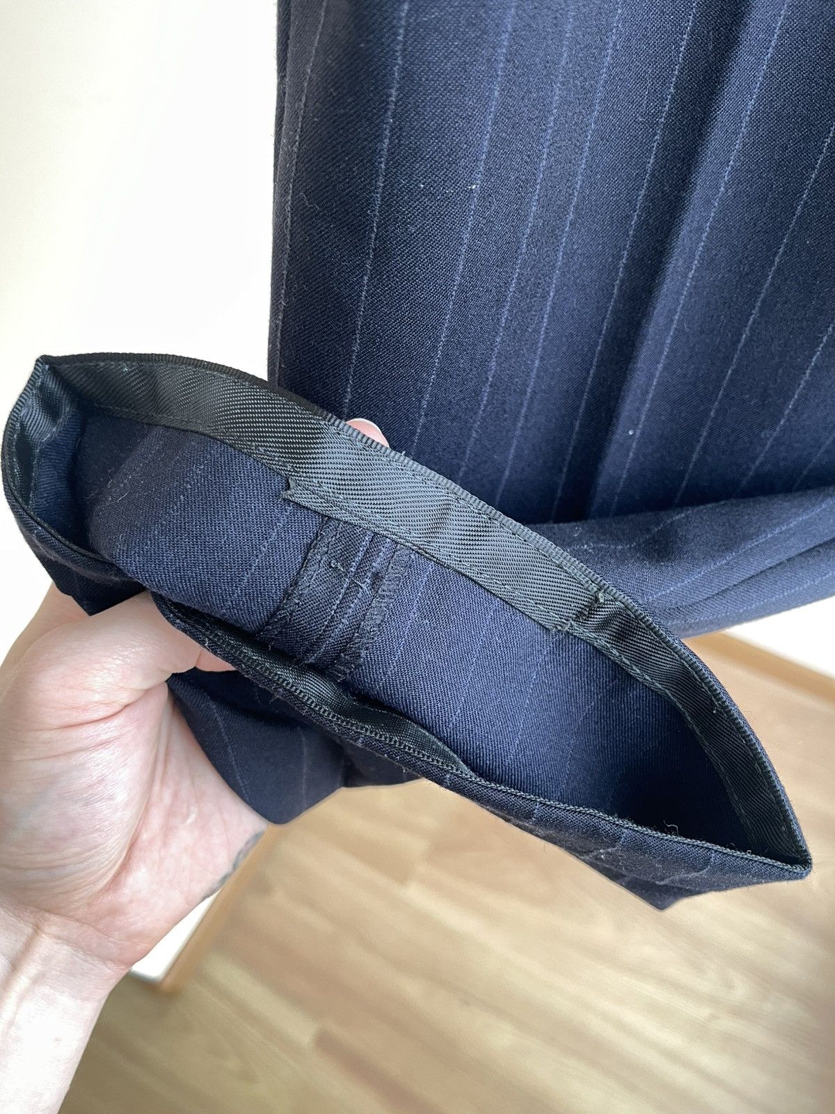 Hugo Boss BOSS Wool Pinstripe Suit 80s Double Breasted Blazer Trousers Size 38R - 14 Thumbnail