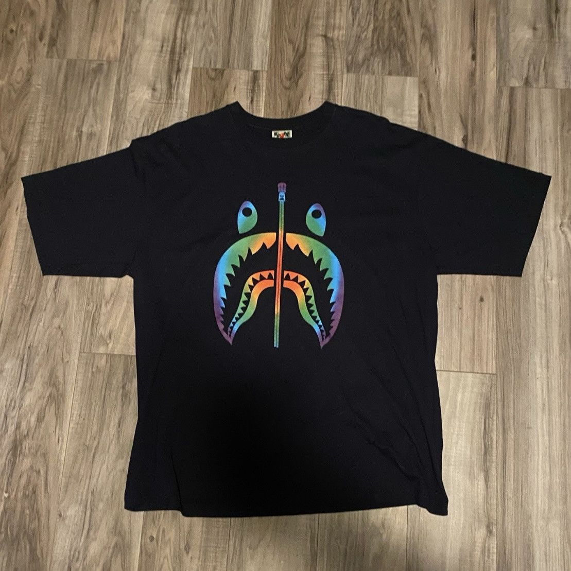 Bape Rainbow Shark Tee Grailed