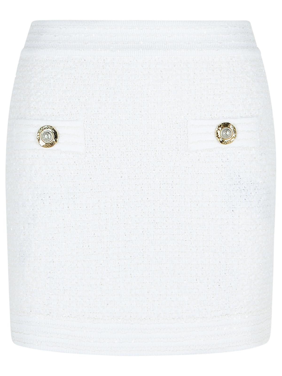 Balmain BALMAIN White Cotton Blend Miniskirt Size 28" / US 6 / IT 42 - 1 Thumbnail