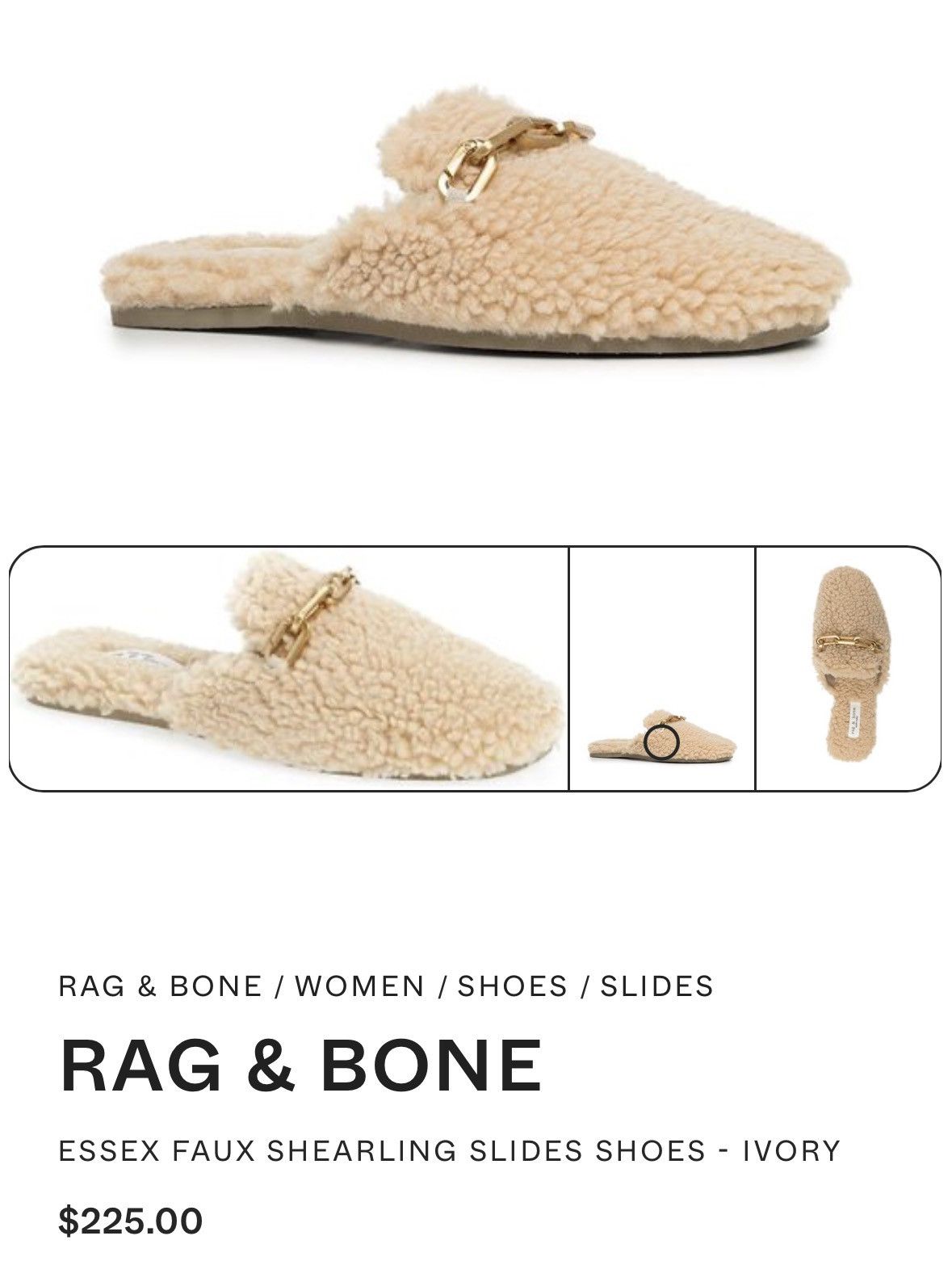 Rag & Bone RAG & BONE ESSEX FAUX SHEARLING SLIDES SHOES gold hardware Size US 10 / IT 40 - 10 Thumbnail