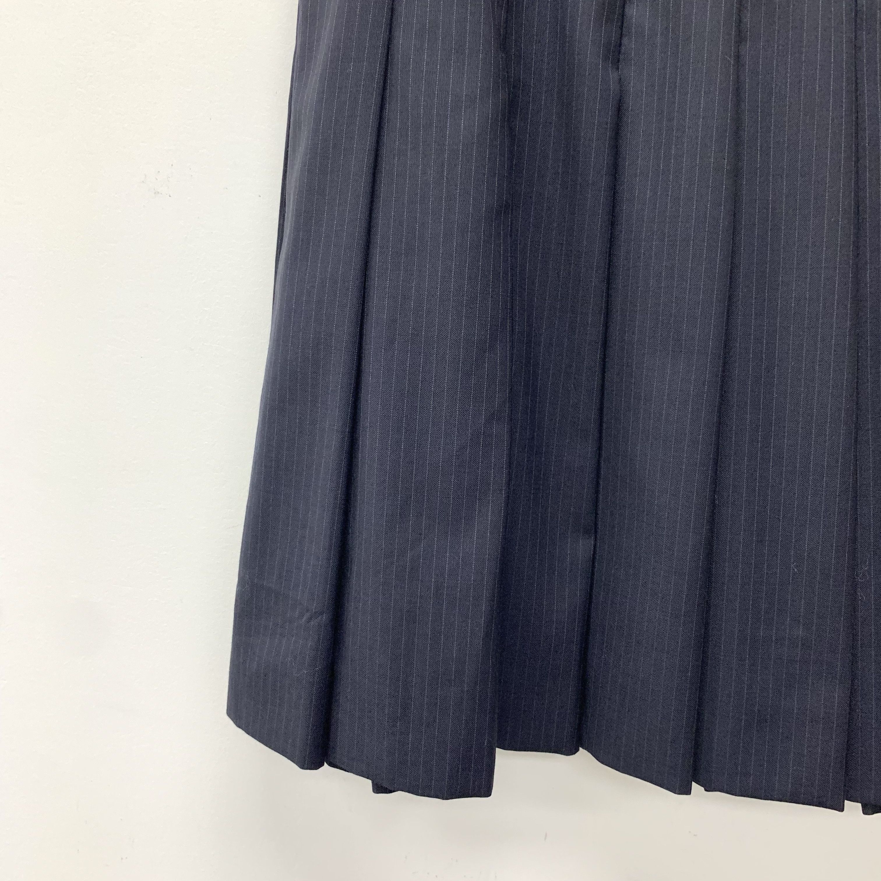 Miu Miu Miu Miu Dark Blue Striped Wool Pleated Skirt (Size S) Size 26" / US 2 / IT 38 - 6 Thumbnail