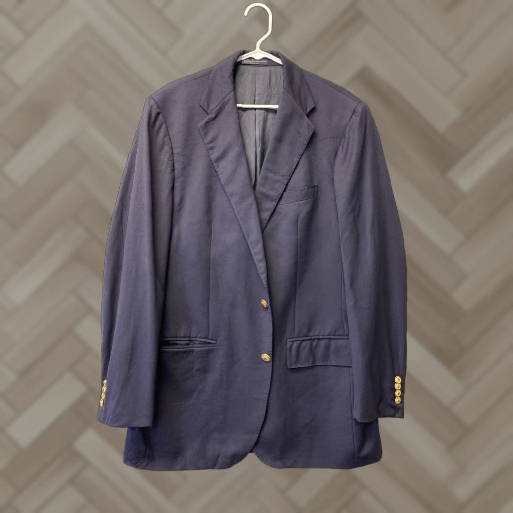 Polo Ralph Lauren Polo Ralph Lauren Blazer Jacket Men Navy 44L Wool Long Notch Lapel 2-Button 4-Button Sleeve Solid Sports Coat Regular Fit Size US XXL / EU 58 / 5 - 1 Thumbnail