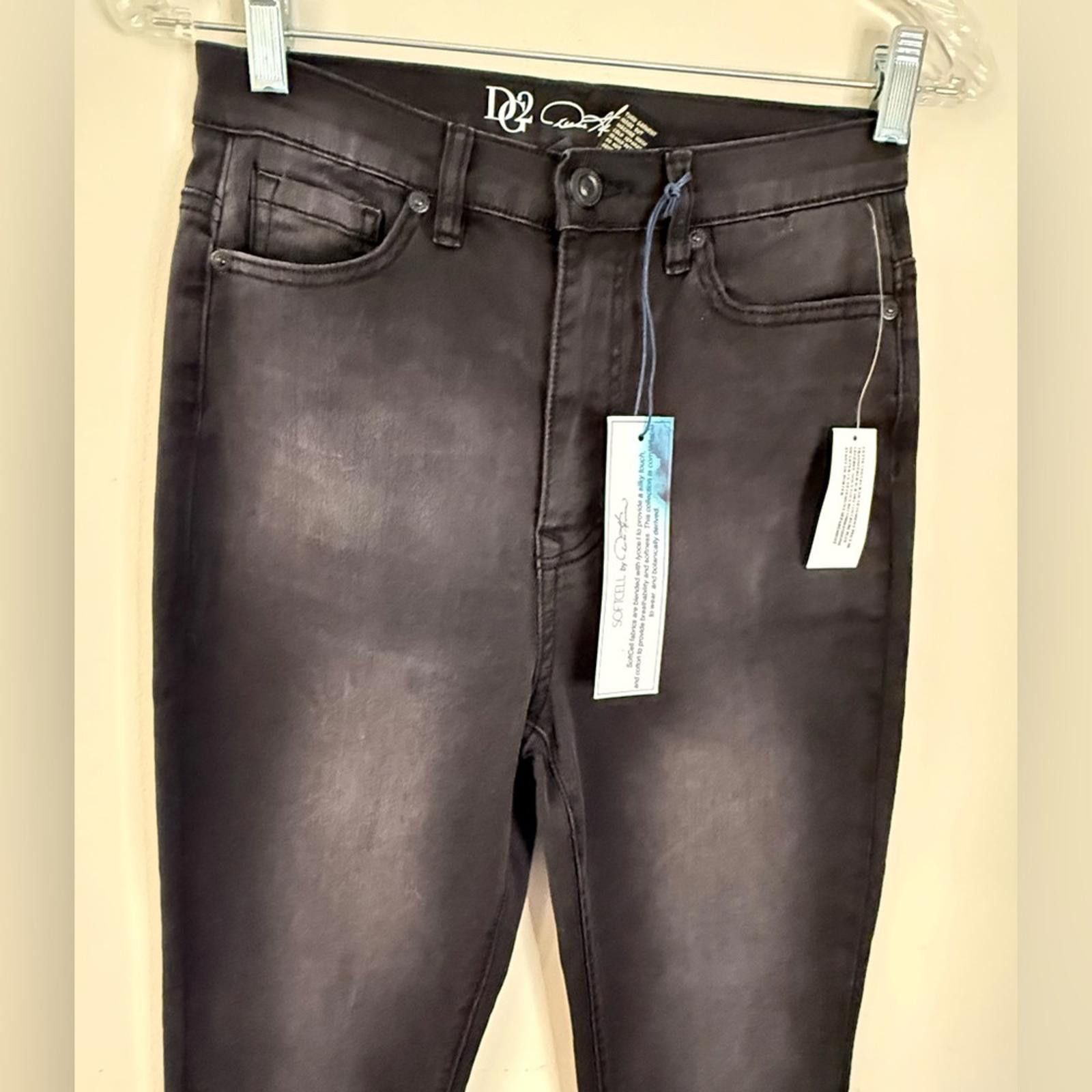 Other DG2 black denim jeans straight leg burnout wash SZ 2 Tall Size 26" / US 2 / IT 38 - 2 Thumbnail