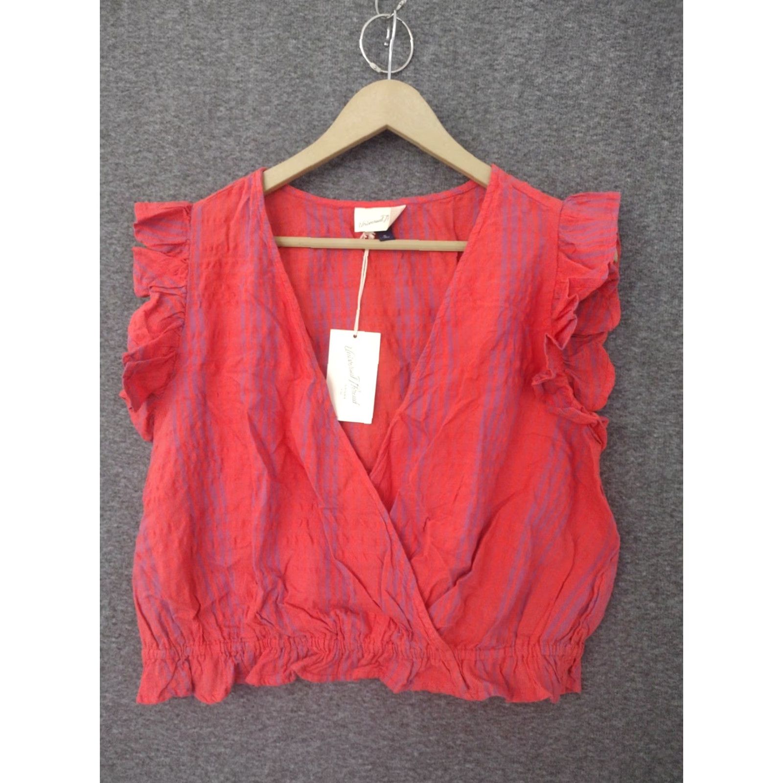 Vintage Universal Thread Red Short Ruffle Cap Sleeve V-Neck Crop Top XL Women Shirt Crop Top Red XS-XL Size XL / US 12-14 / IT 48-50 - 2 Thumbnail