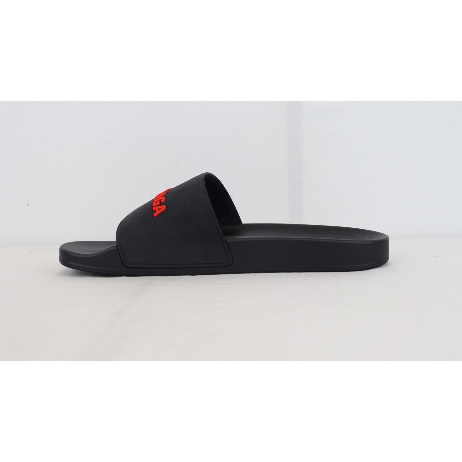 Balenciaga o1rshd1 Smooth Rubber Logo Pool Slide in Black/Red Size US 14 / EU 47 - 4 Thumbnail
