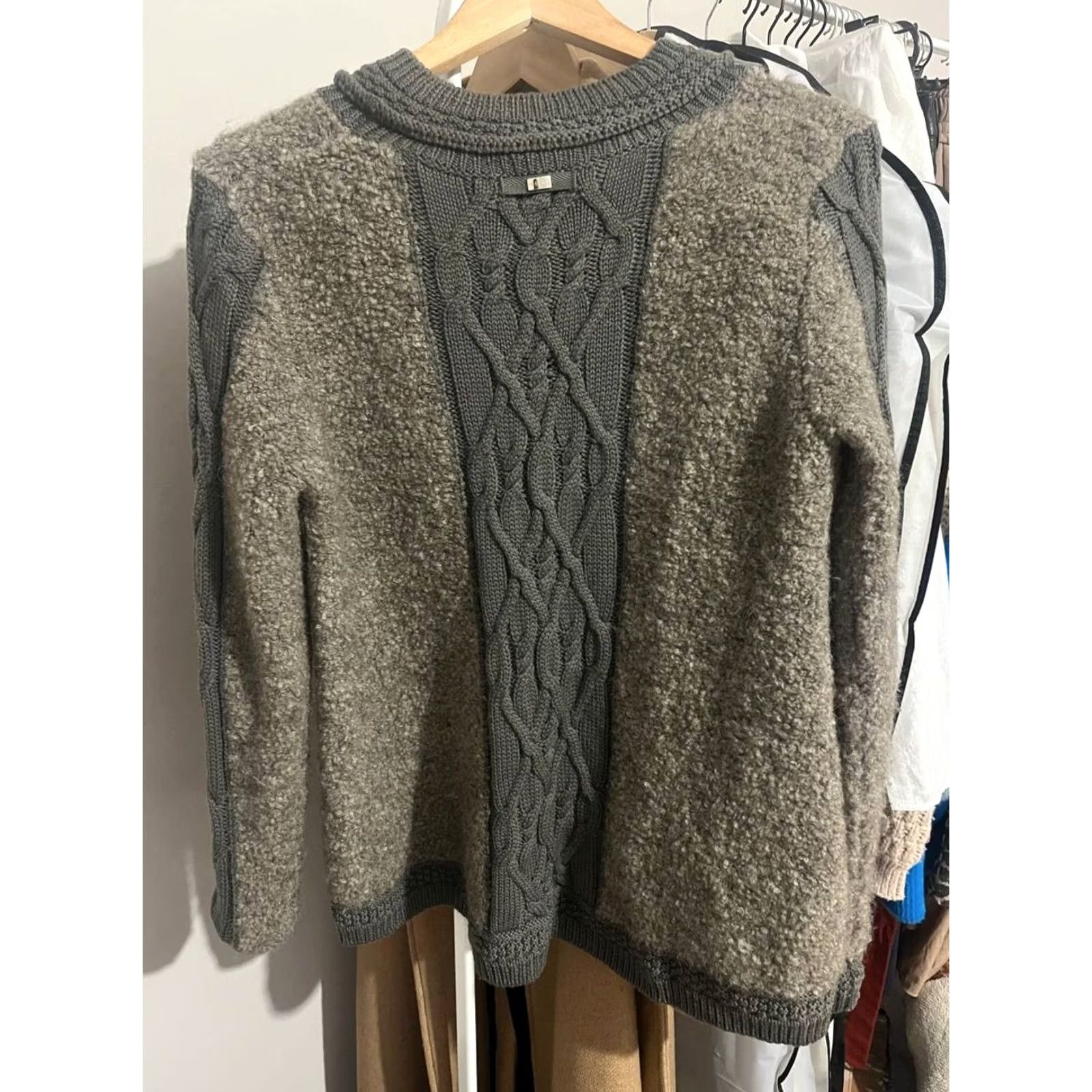 Vintage High Use Whip Up Wool Blend Mixed Fabrics Designer Sweater Made in Italy Size M, Gray, Womens, Pullover, Size M Size M / US 6-8 / IT 42-44 - 7 Thumbnail