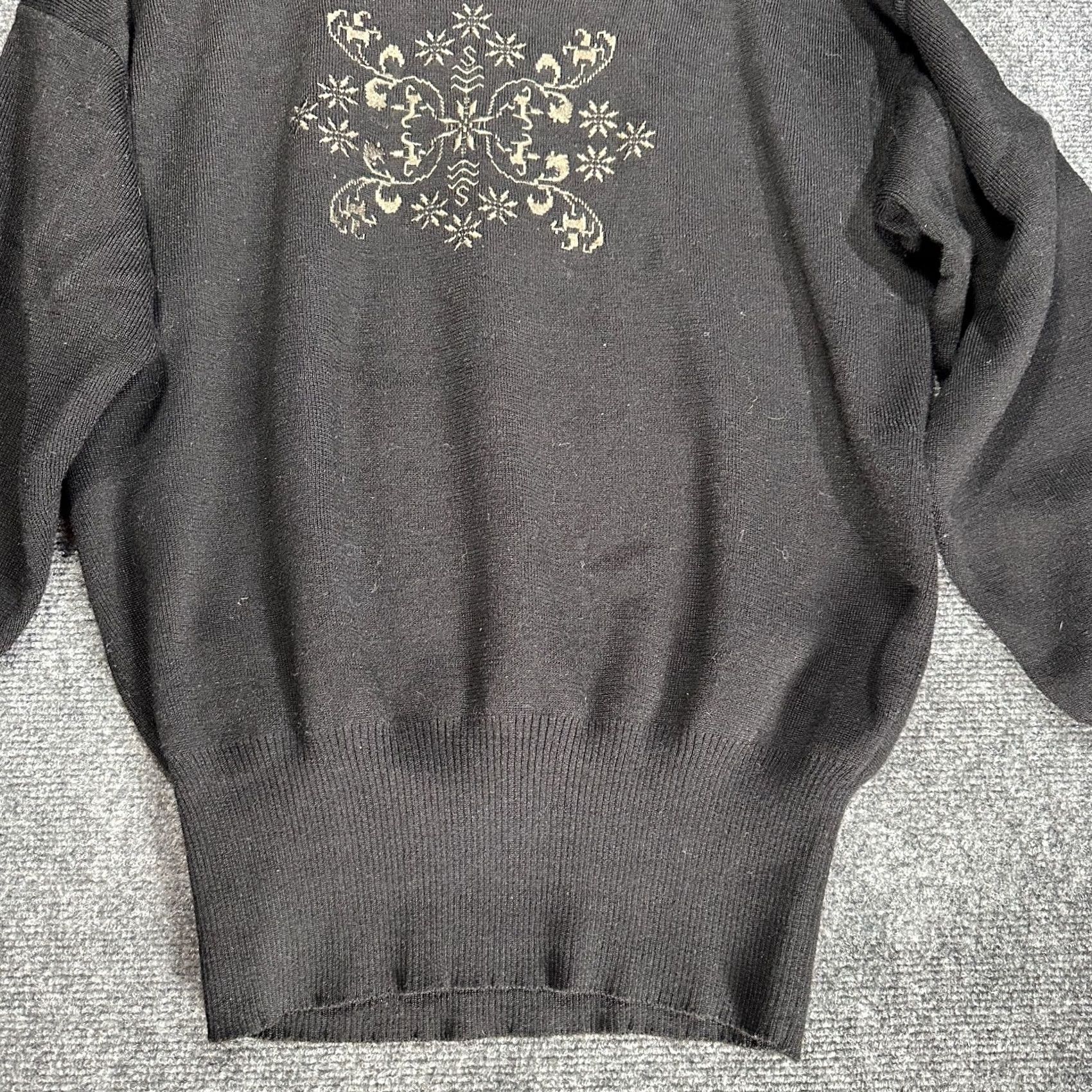 Vintage VINTAGE MEISTER Sweater Womens Large Turtleneck Black Embroidered Wool Blend Size L / US 10 / IT 46 - 2 Thumbnail