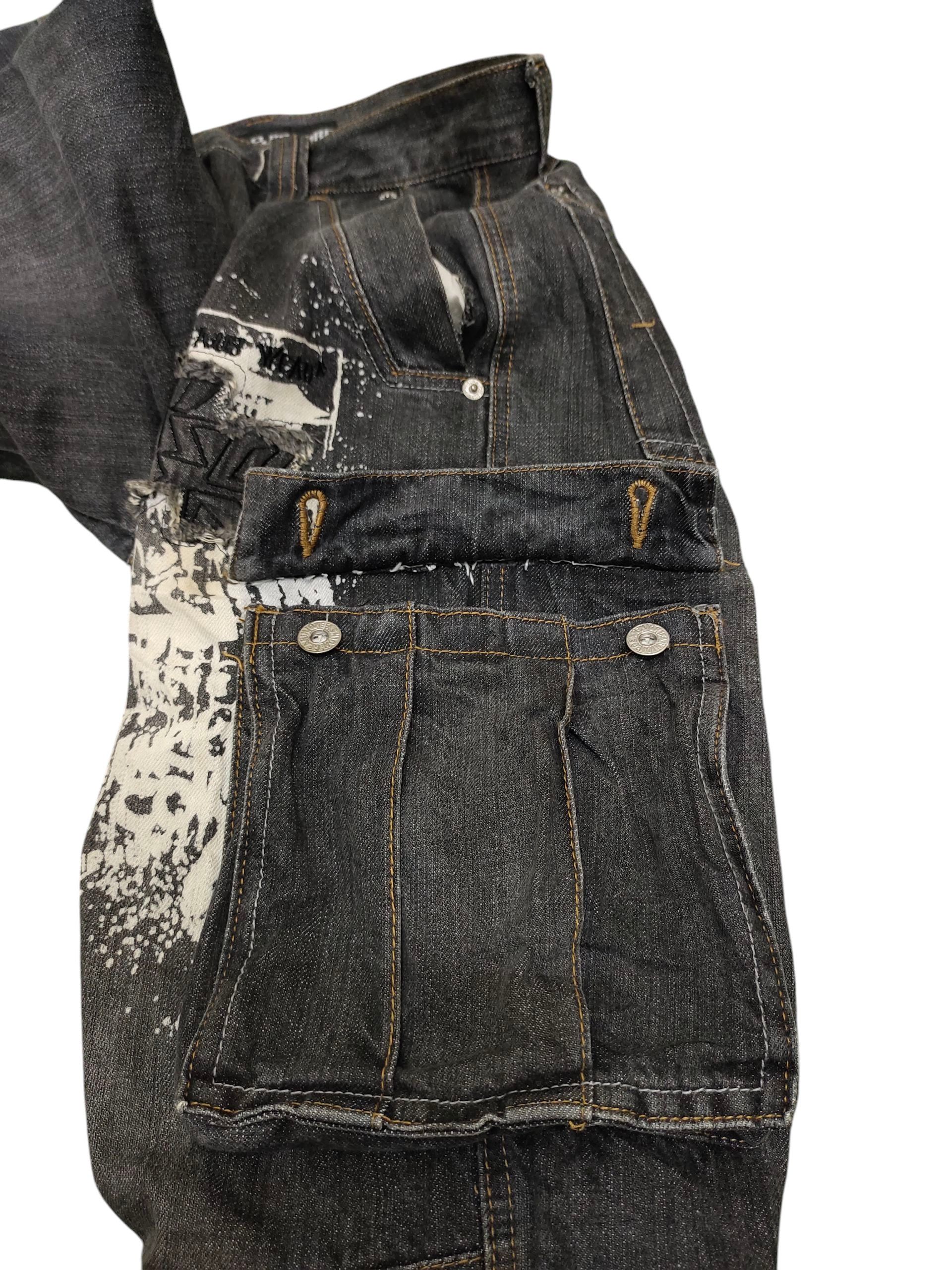 PPFM Vintage Y2k Pjs Surf Embroidered Cargo Baggy Denim Pants Size US 34 / EU 50 - 13 Thumbnail